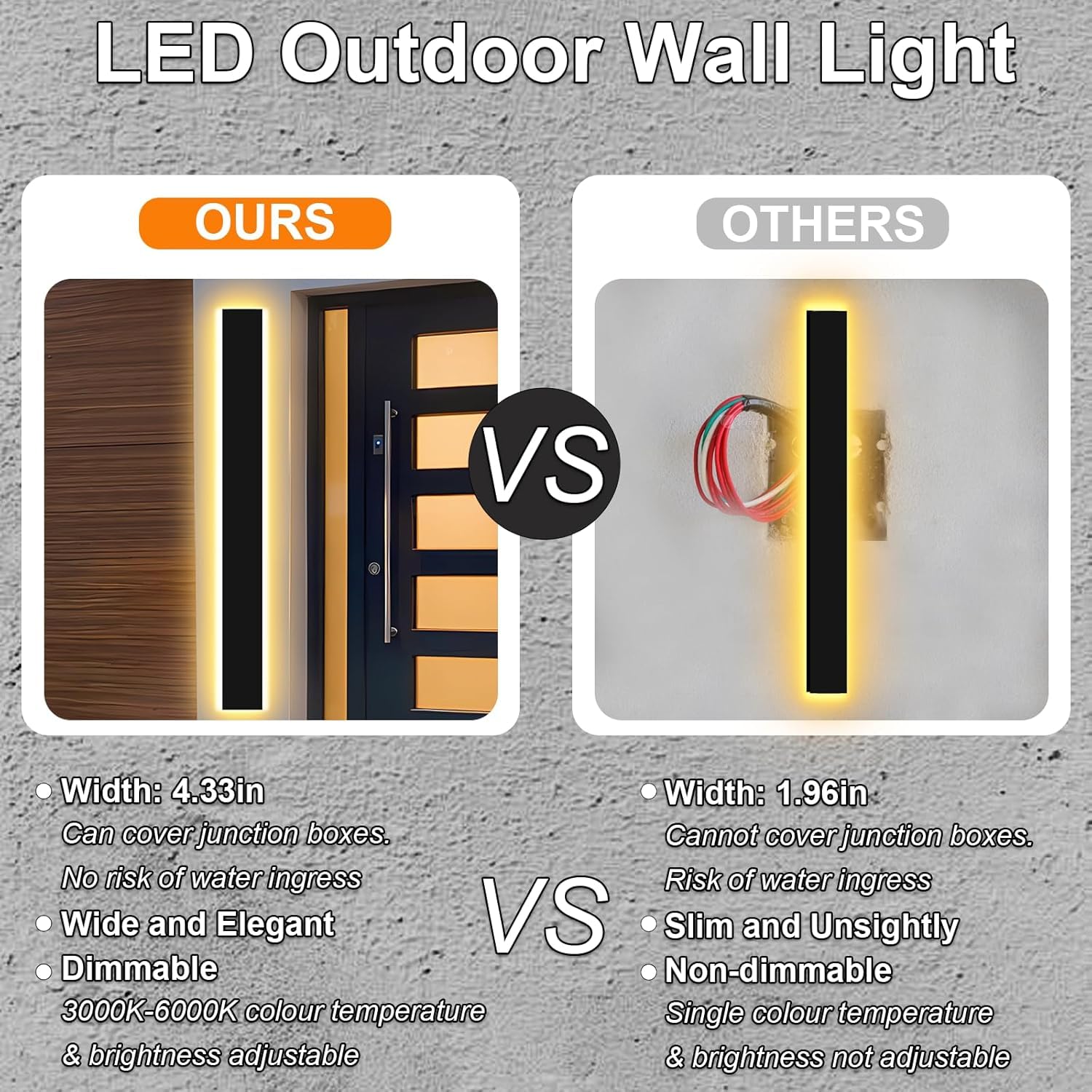 Picico 59In Modern Outdoor Lights 4.33 Inch Wide Ip65 Waterproof Long Exterior Light Fixtures Wall Mount Dimmable Linear Outdoor Led Wall Sconce Outside Lighting For Garage Front Door