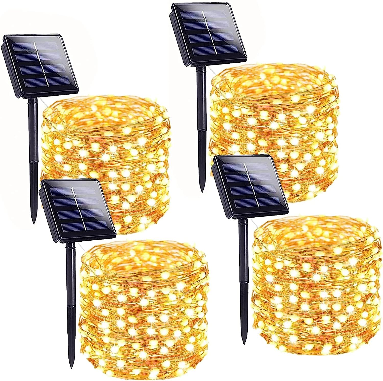 Solar String Lights Outdoor, 4 Pack 160Ft 400 Led Solar Twinkle Lights For Outside Waterproof Copper Wire With 8 Modes Solar Fai