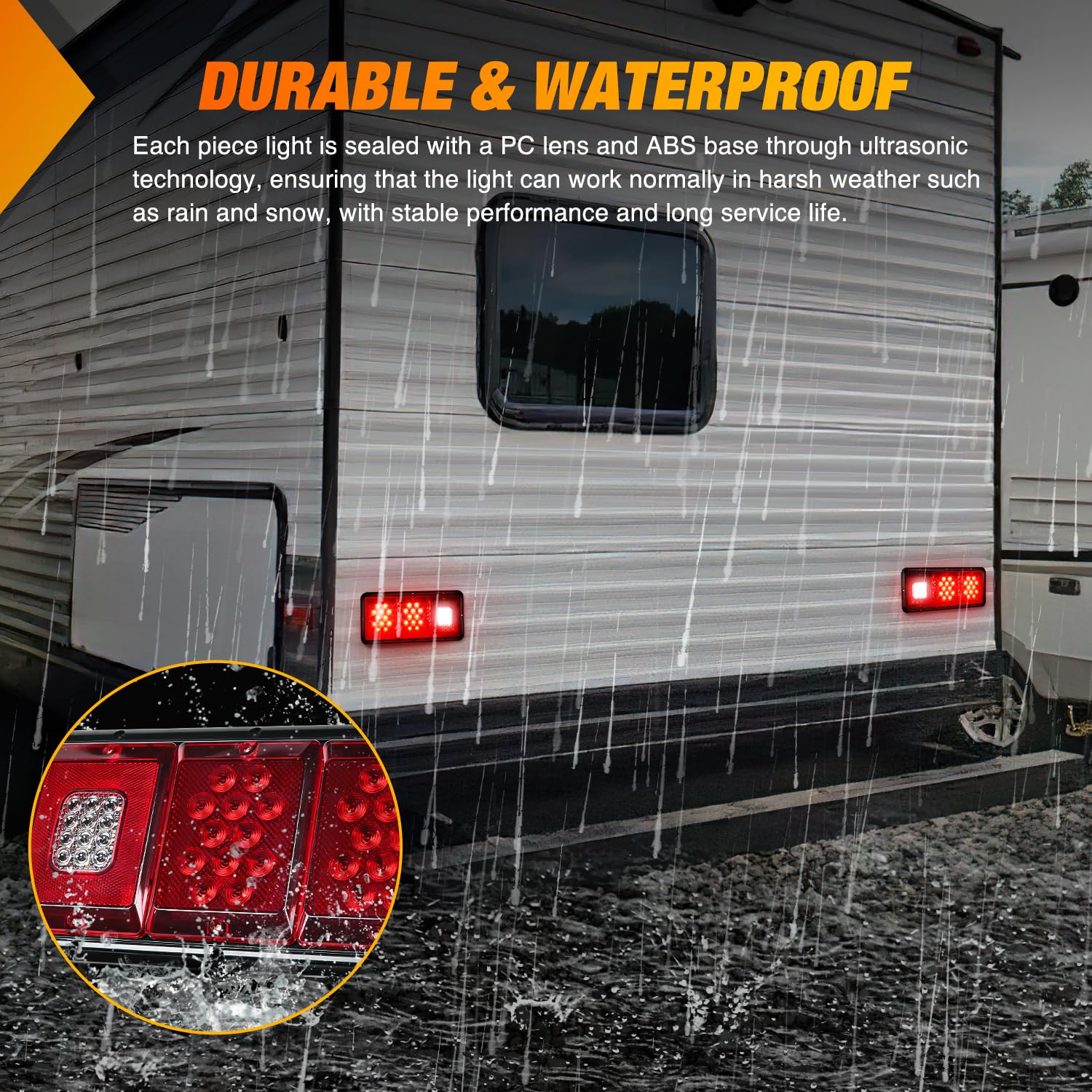 Nilight LED Triple Tail Light - 2PCS Rectangle, 36LED, Waterproof, Model TL-197, Red Stop Brake Turn Signals, White Reverse Lights