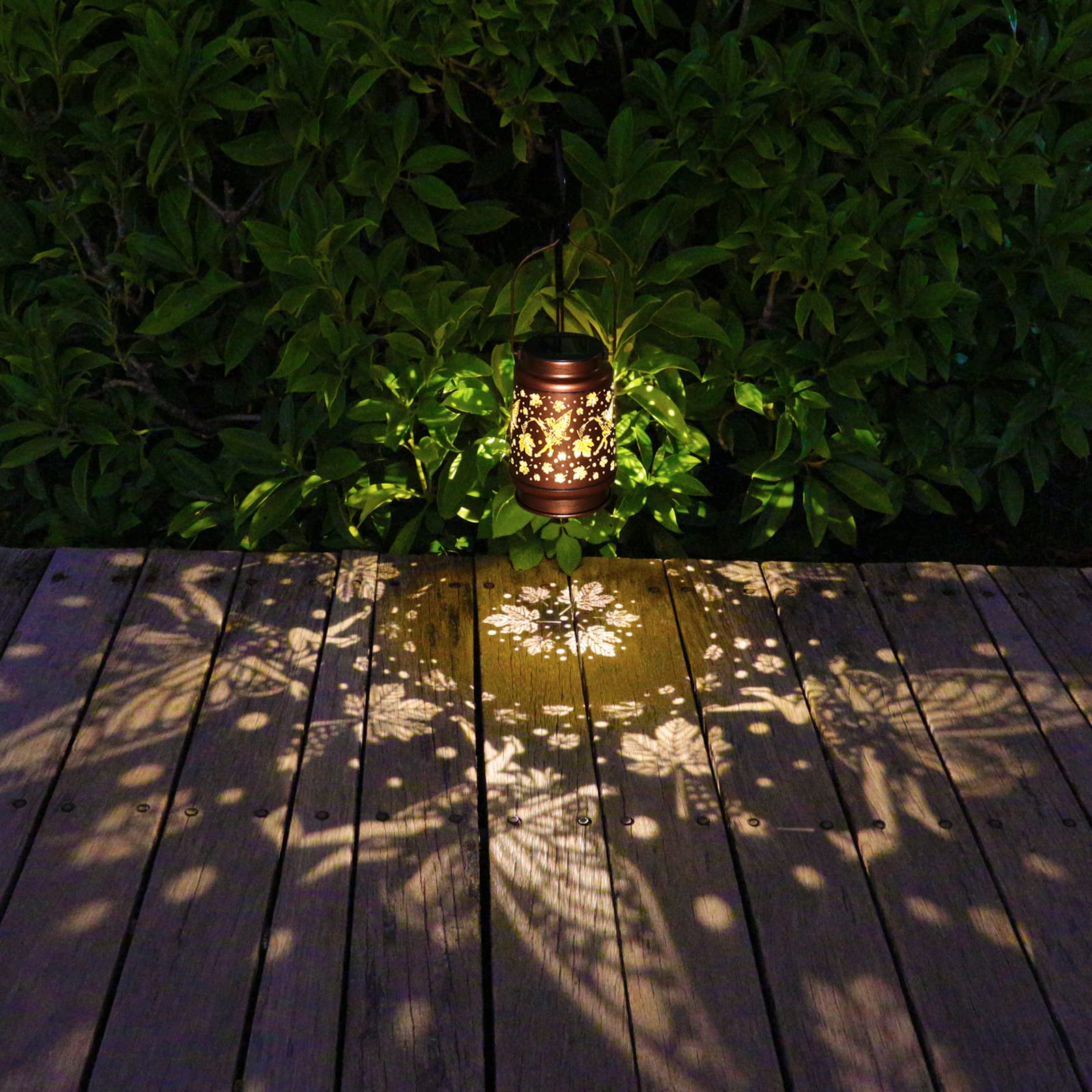 Aitenisen Solar Fairy Lanterns - Waterproof Metal Maple Leaf Garden Light For Patio & Yard