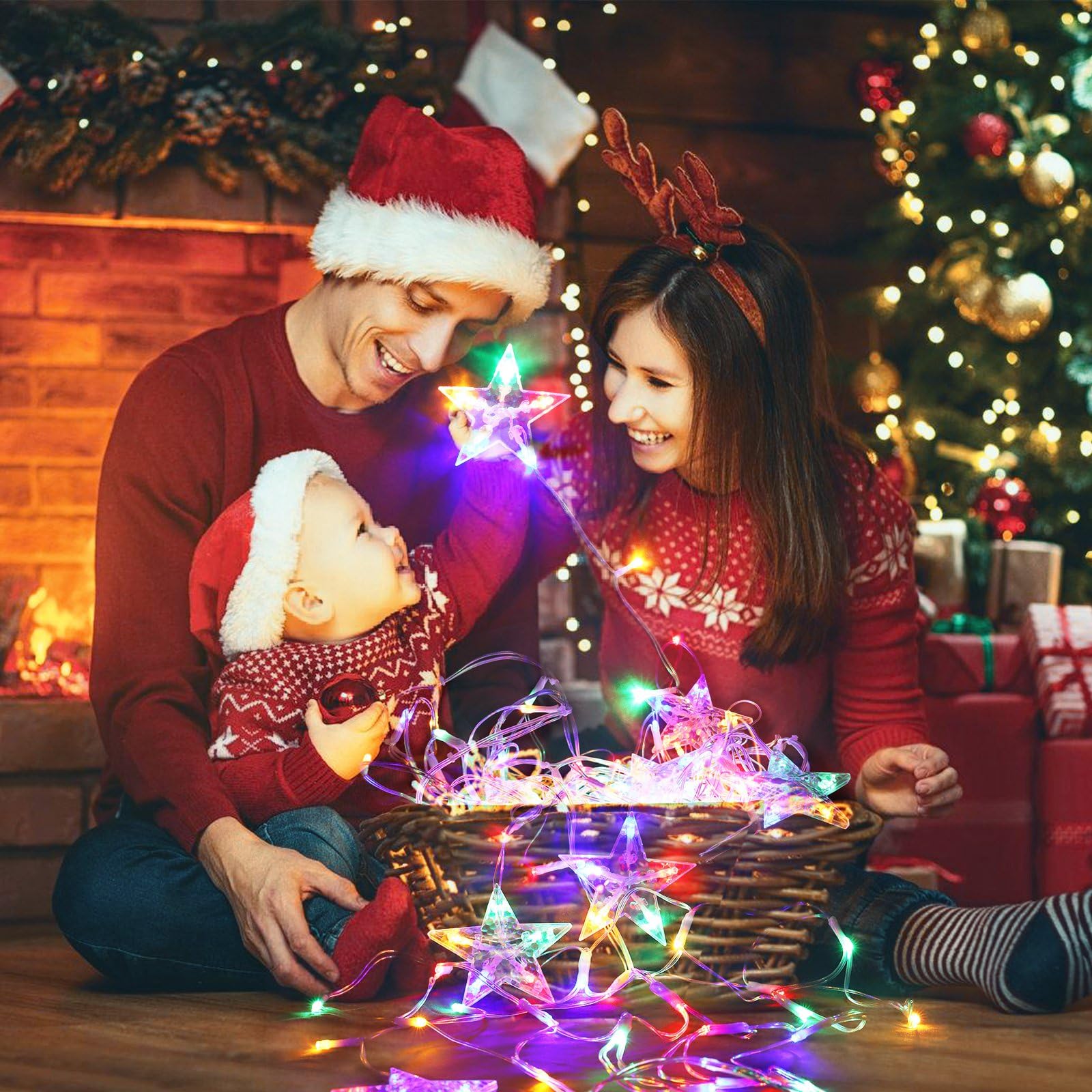 Miniao Christmas Lights Outdoor Decorations 218 Led 13.8Ft Curtain Fairy Lights With 12 Drops  Led String Light Decor With 8 Modes For Party Holiday Christmas Home Indoor Outdoor Decor Star Multicolor