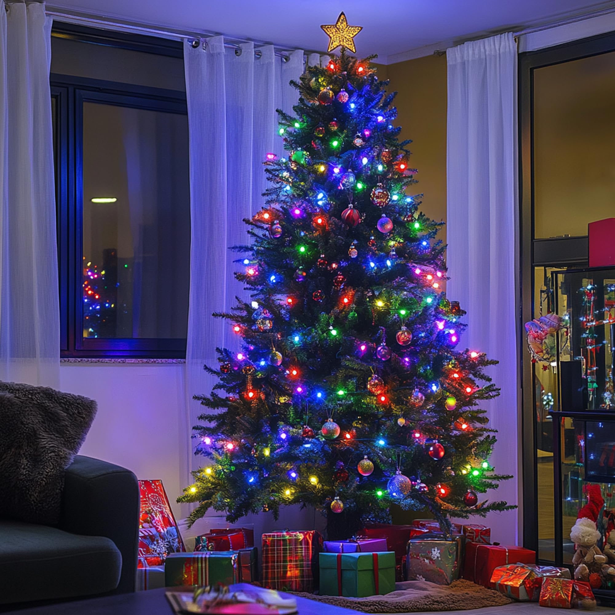 Kwaiffeo Christmas Tree Lights, 100Ft 300Led Multi Colored Christmas Lights, 8 Modes Connectable Colored Lights For Xmas Hallowe