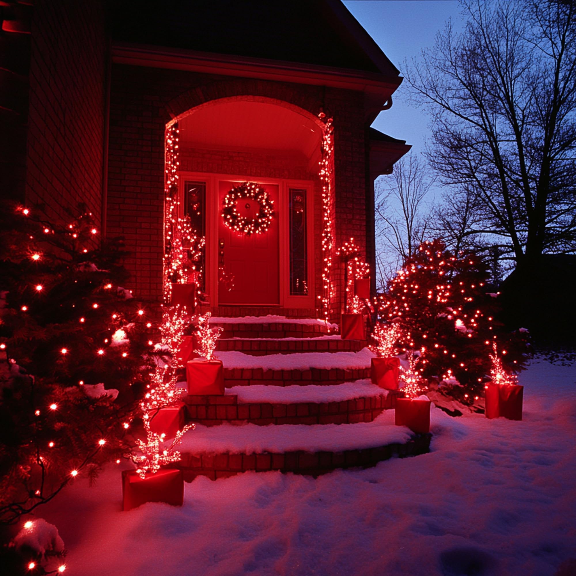 Tw Shine Solar Christmas Lights 400 Led 132 Ft Waterproof Red Decor Hb-200Coi