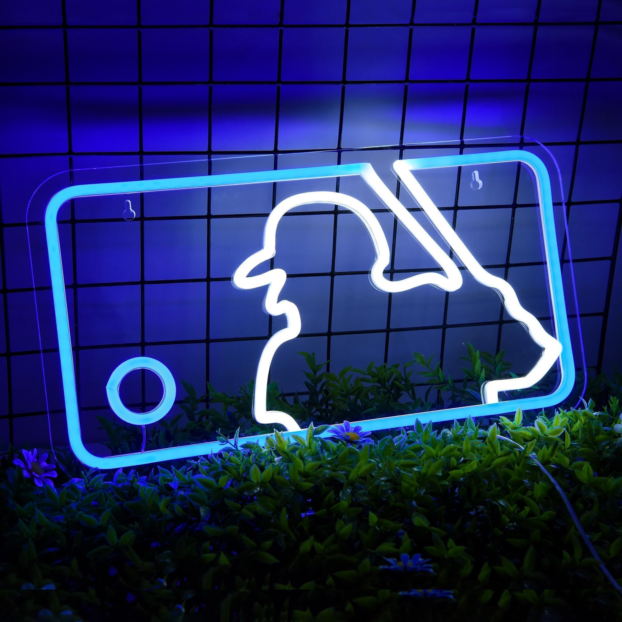 attneon Baseball Neon Sign LED Wall Decor, 16.1x8.9 inch, Acrylic, Blue