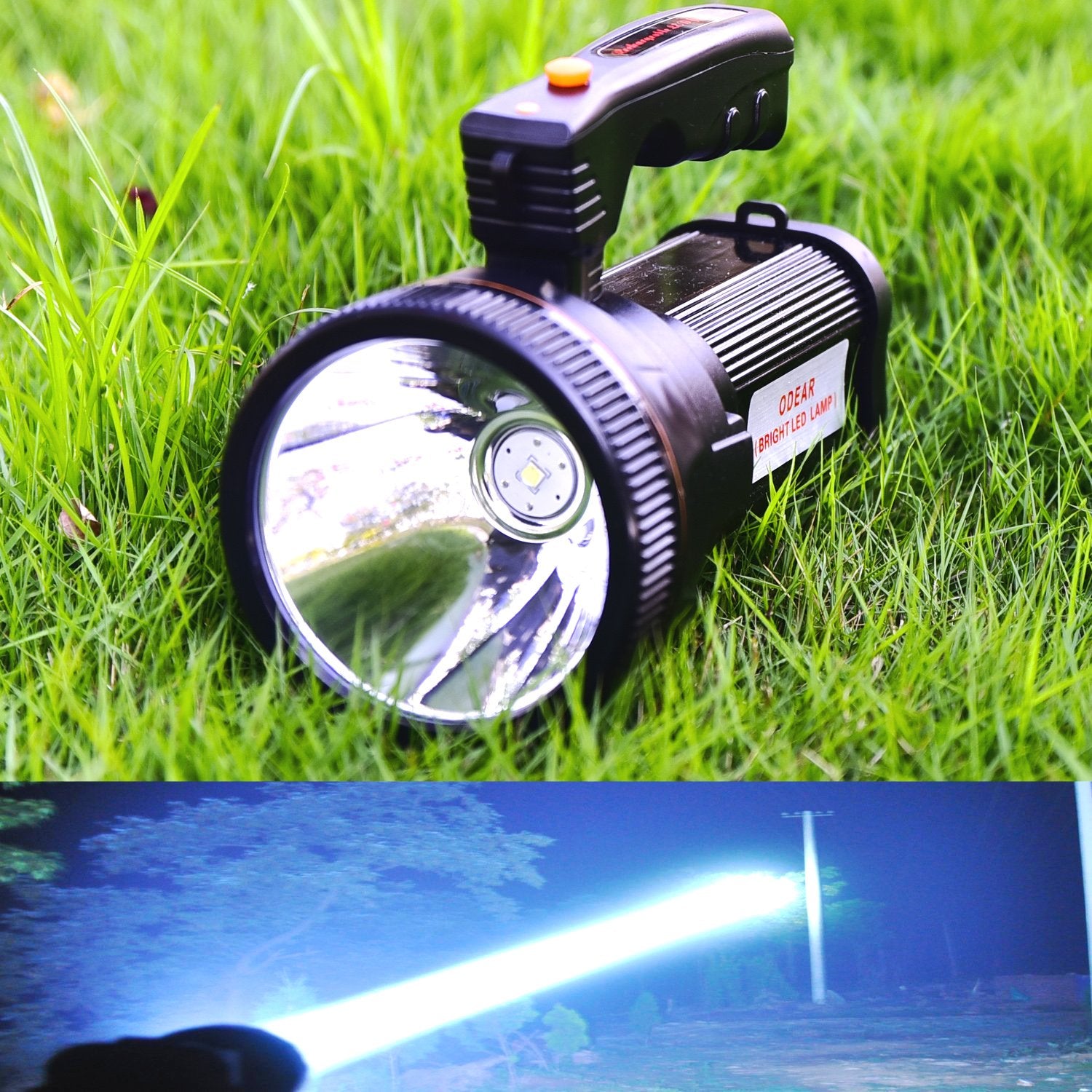 ODEAR Super Bright Torch Searchlight Handheld Portable LED Spotlight USB Rechargeable Flashlight for Mining,Camping, Hiking, Fis