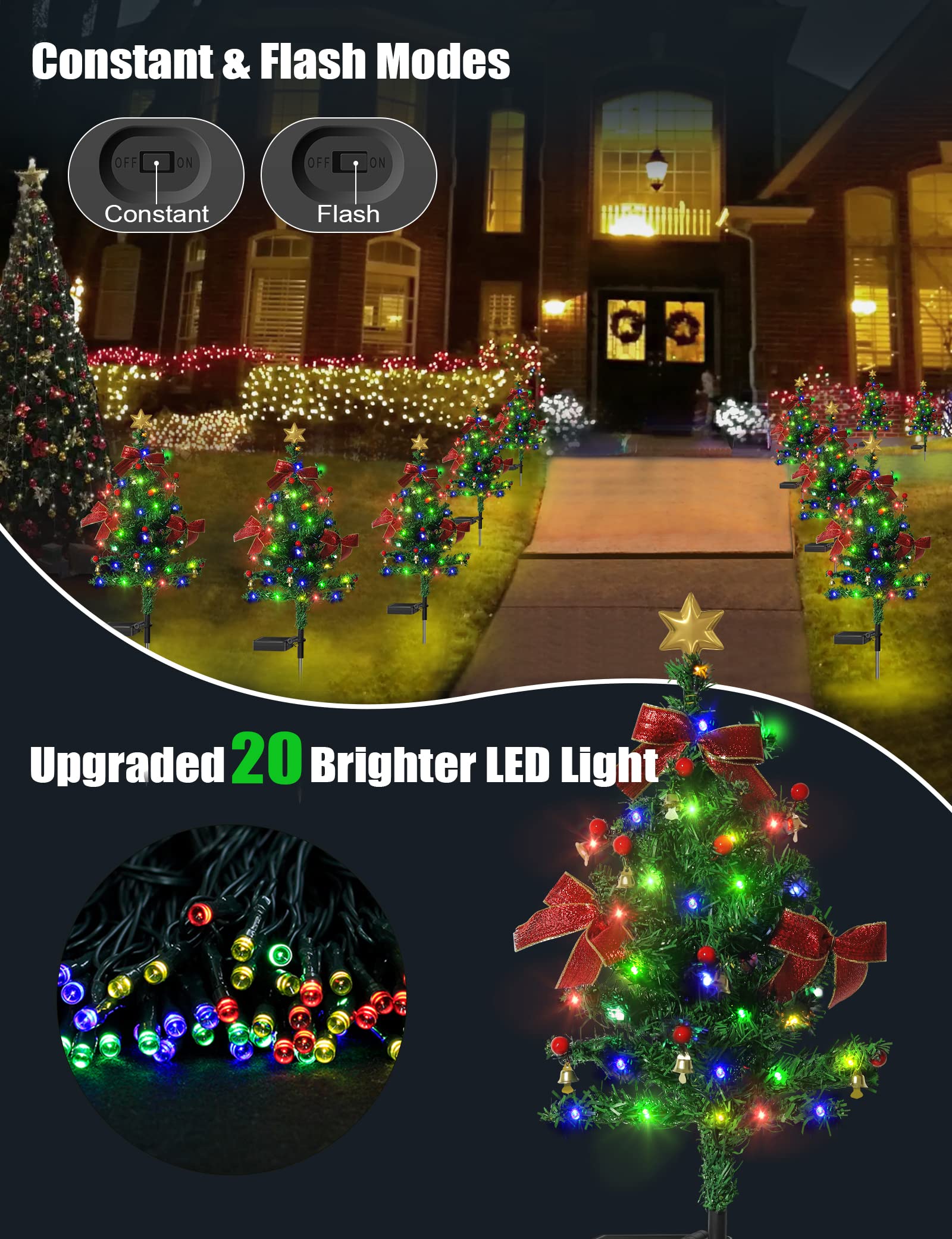 Solar Christmas Decorations Trees Lights Outdoor Waterproof, 40Led-Lights Solar Yard Decorative, Solar Stake Lights Xmas Tree Ga