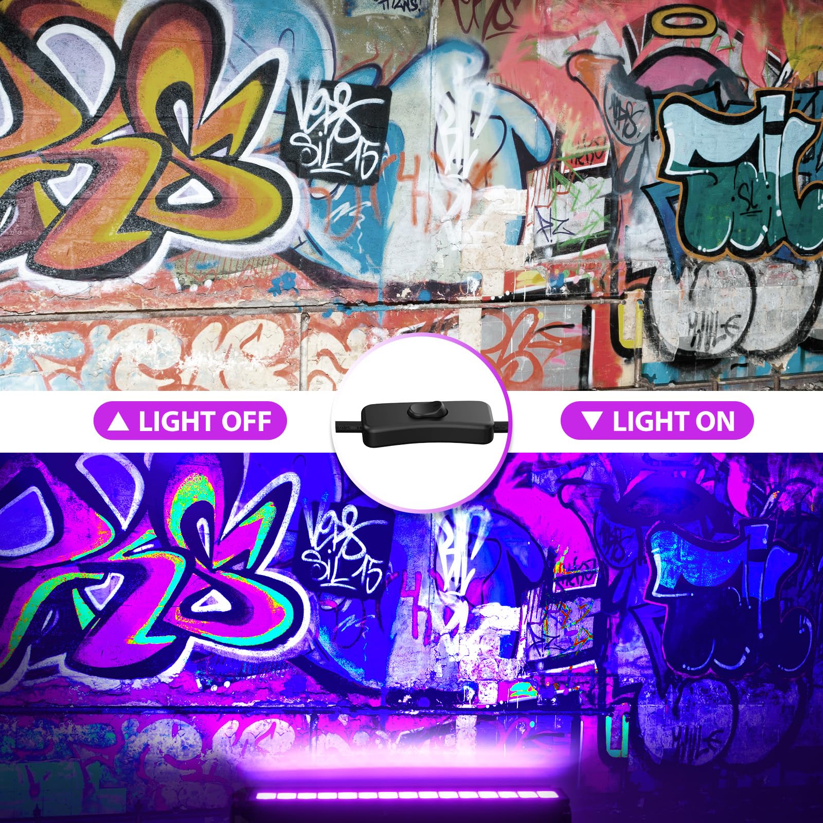 Meloght 45W Led Black Light Bar Black Lights For Glow Party Waterproof Blacklight With Plug & Switch  Halloween Light For Glow In The Dark Party Supplies Bedroom Body discomfort-reducingt Stage Lighting 2 Pack