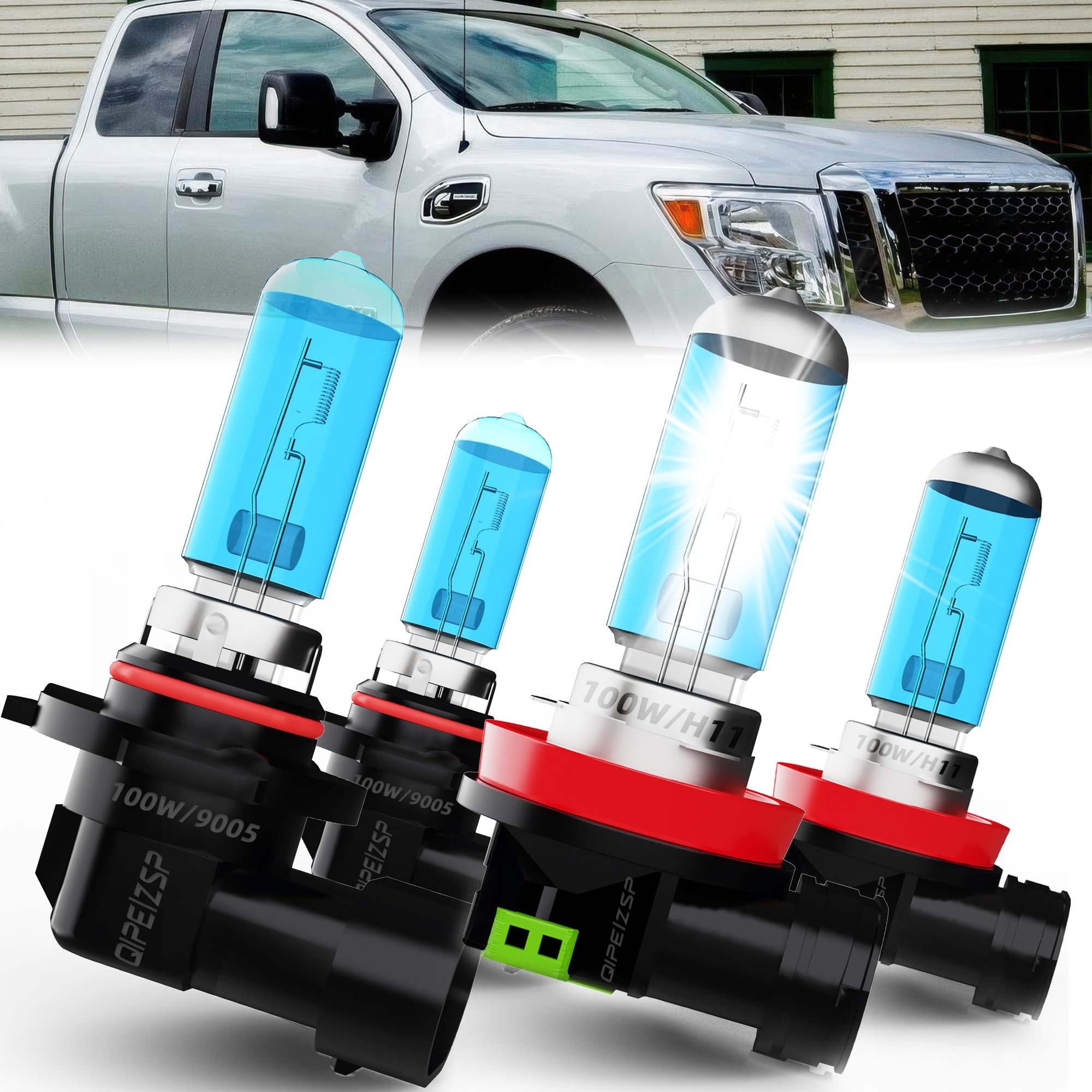 QIPEIZSP Compatible With Nissan Titan XD 2016 2017 2018 2019 halogen Headlight Bulbs Front Bulb Bright Light halogens Combo, 900