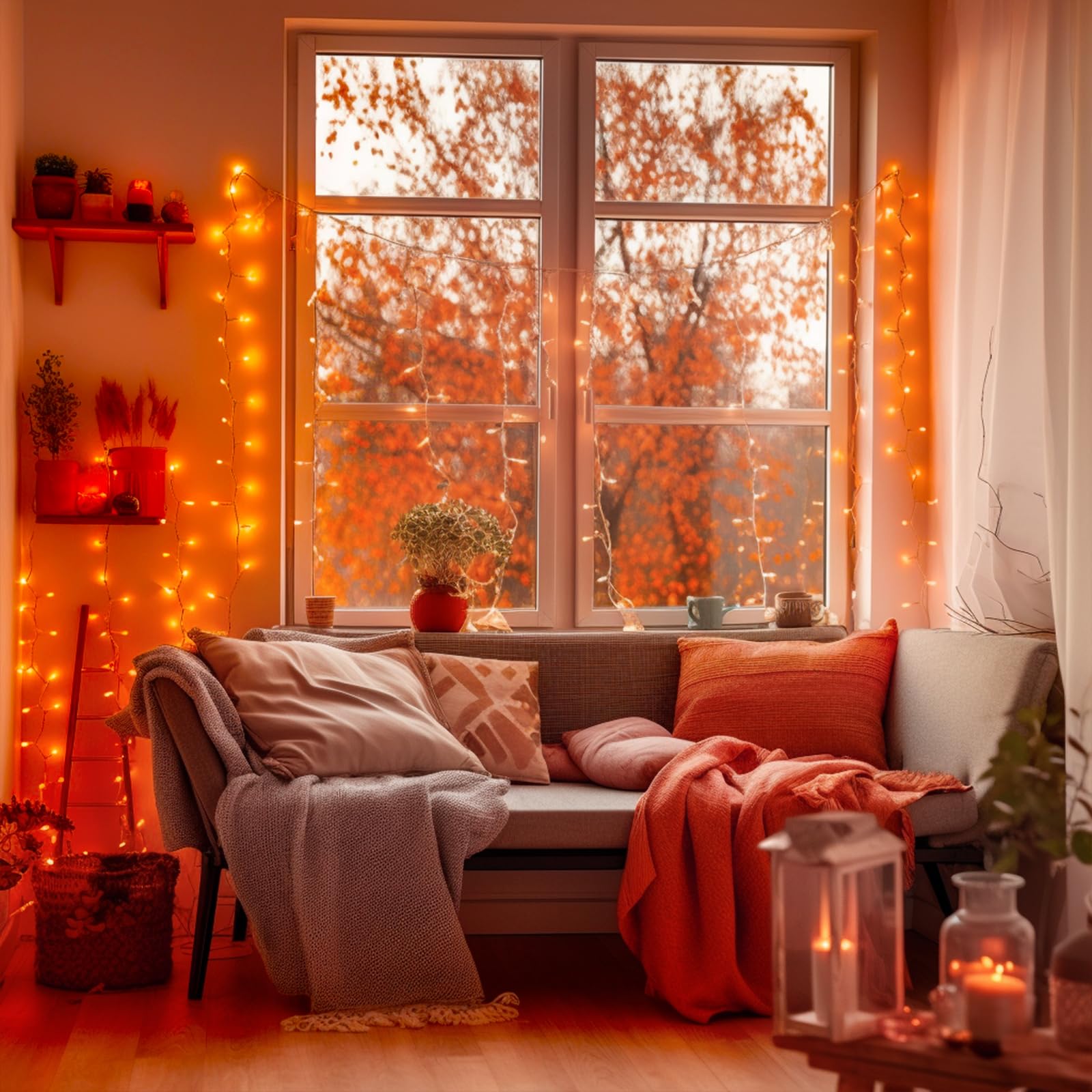 Jmexsuss 66Ft 200 Led Halloween Lights Outdoor, Connectable Halloween Orange String Lights Indoor Clear Wire, Fall Lights Plug I