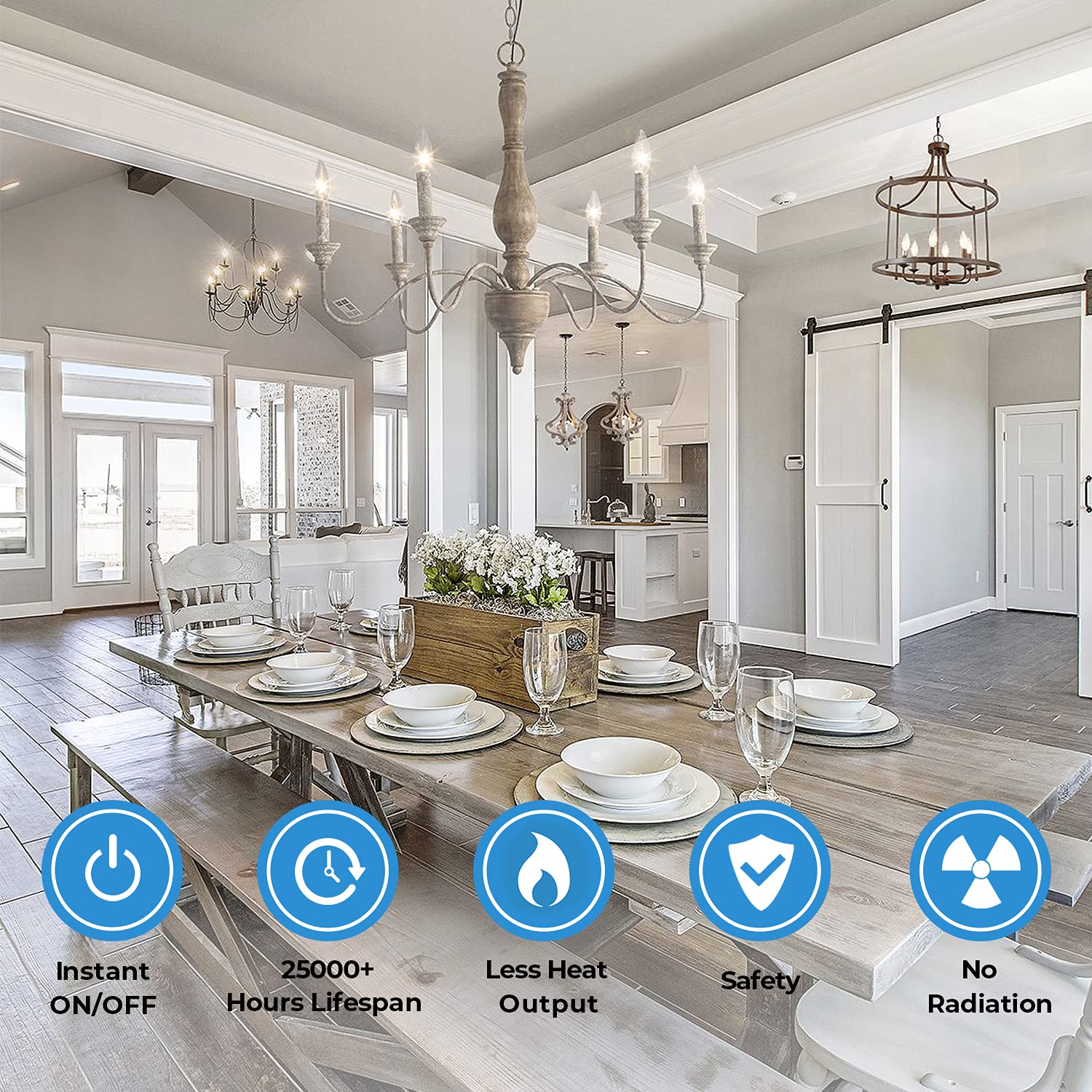 Tobusa Dimmable E12 Led Bulbs 60W Equivalent, 5000K Daylight, 6W Clear Fil