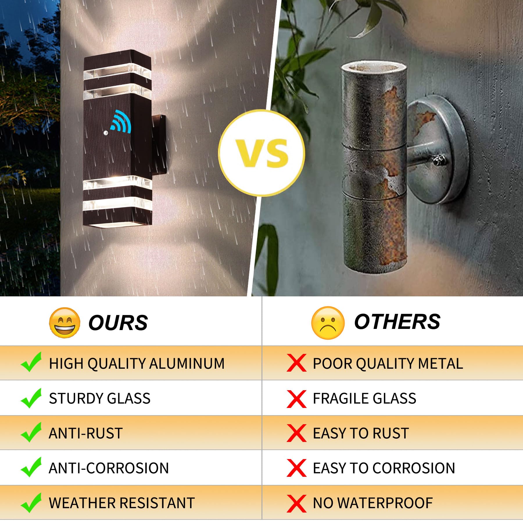 Tewei 2 Pack Modern Dusk To Dawn Brown Outdoor Wall Lights - Waterproof Up And Down Porch Fixture