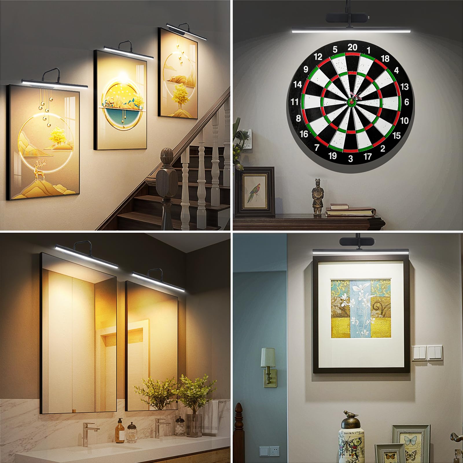 RAIFOOLLY Picture Light, 12inch Metal Wireless Wall Lighting, 3AA Battery, Remote Control, Dimmable, BK-2, Model RF00300
