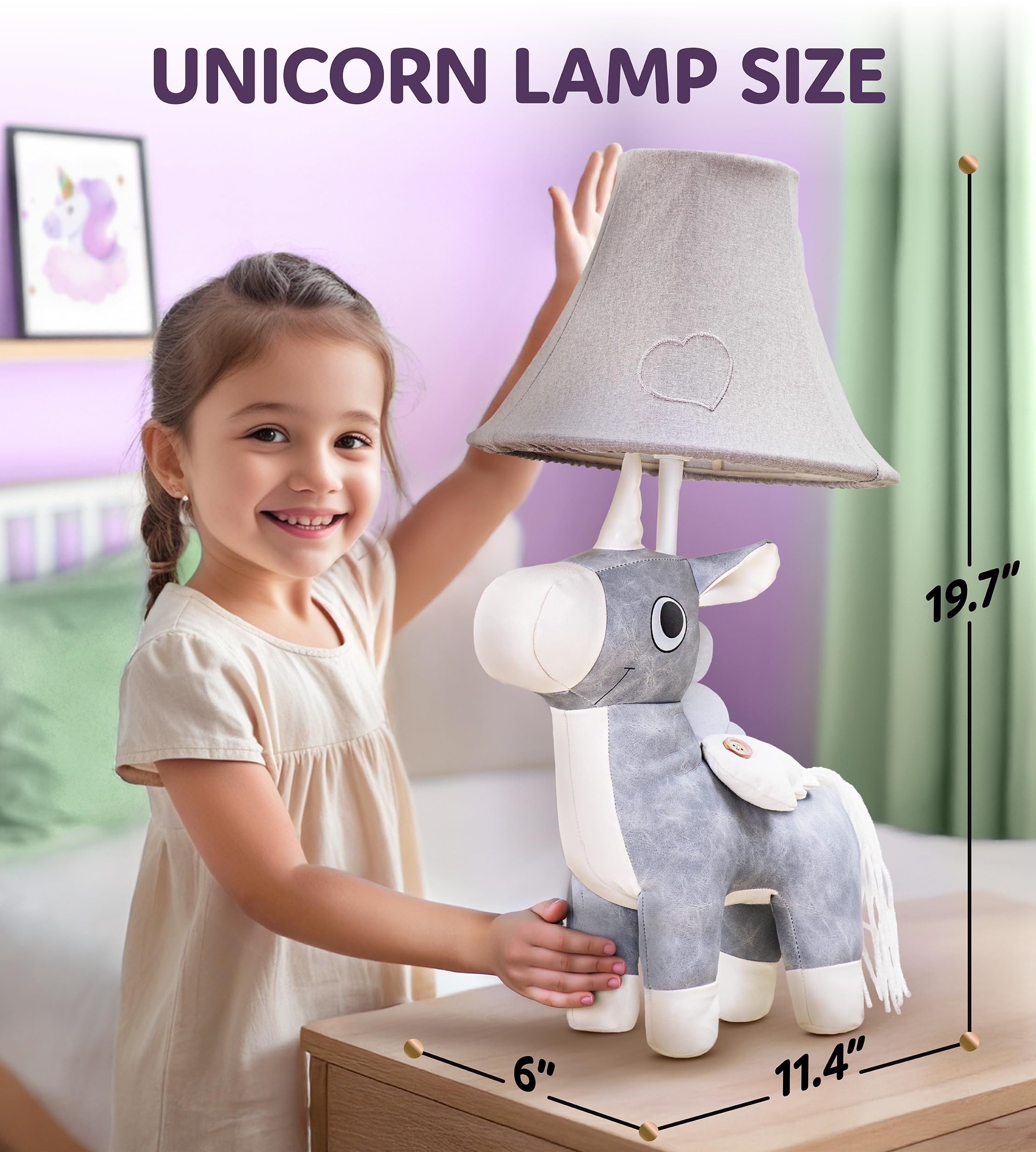 Unicorn Kids Lamp For Girls Bedroom - 19.7  Girls Lamp For Kids Room - Cute Christmas Gifts  Birthday Gifts For All Ages: Toddler Boys  Children  Grandkids 3 4 5 And Up Years Old  Sister  Brother