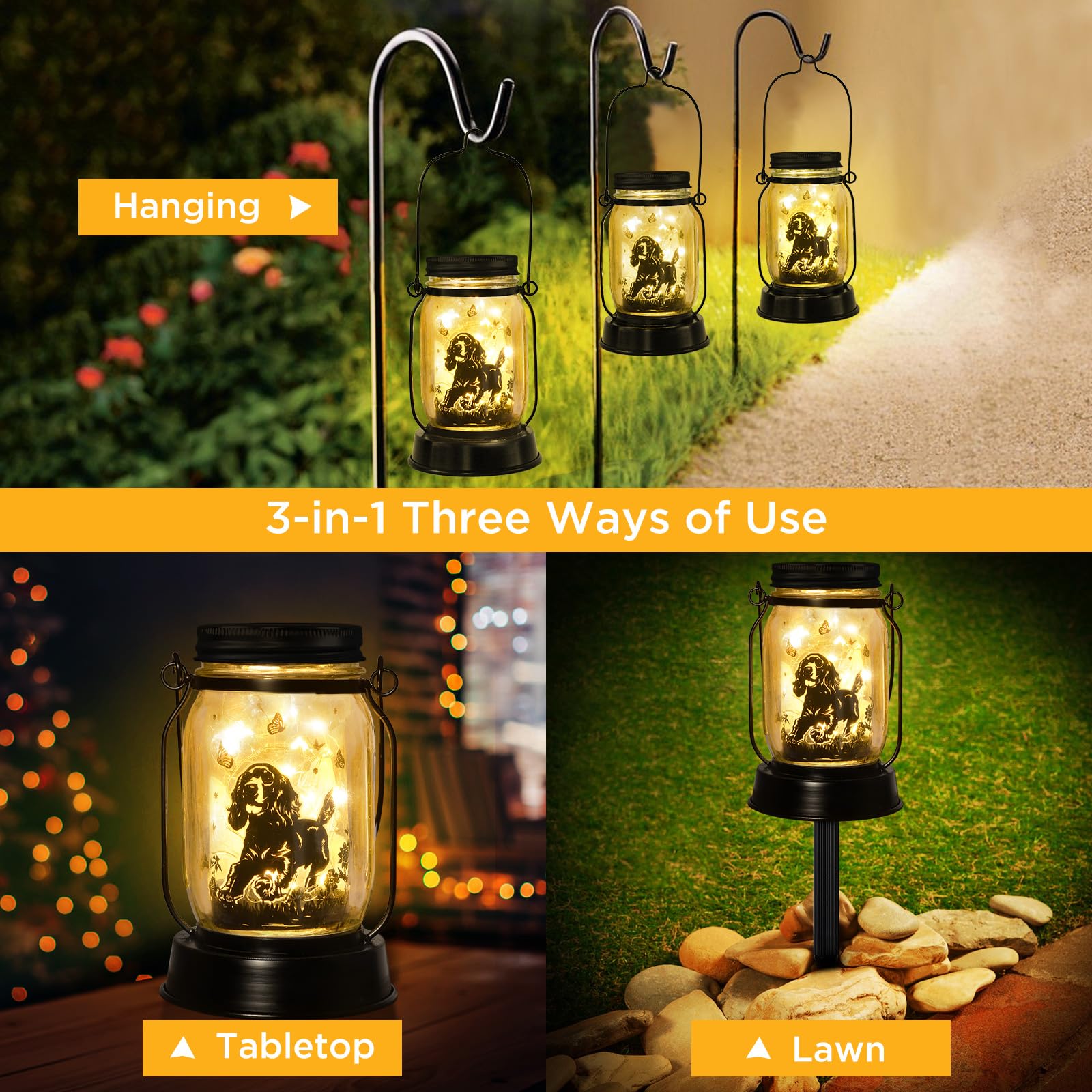 Cocker Spaniel Dog Gifts For Women/Men Cocker Spaniel Solar Lanterns Birthday Dog Lovers Lantern Pet Loss Dog Memorial Lights So