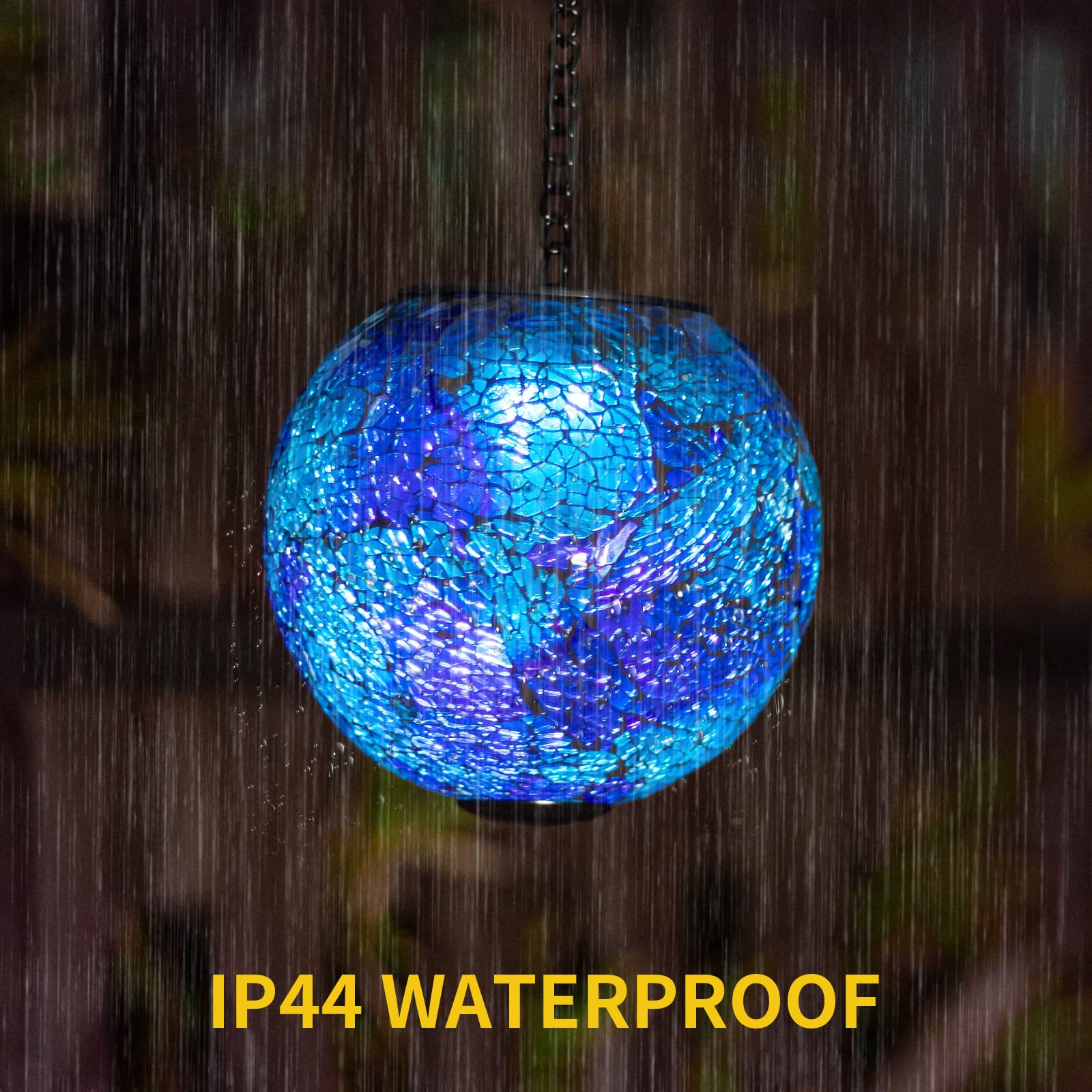 Vcuteka Solar Lanterns - Waterproof Hanging Led Mosaic Glass Lights For Patio & Garden Decor