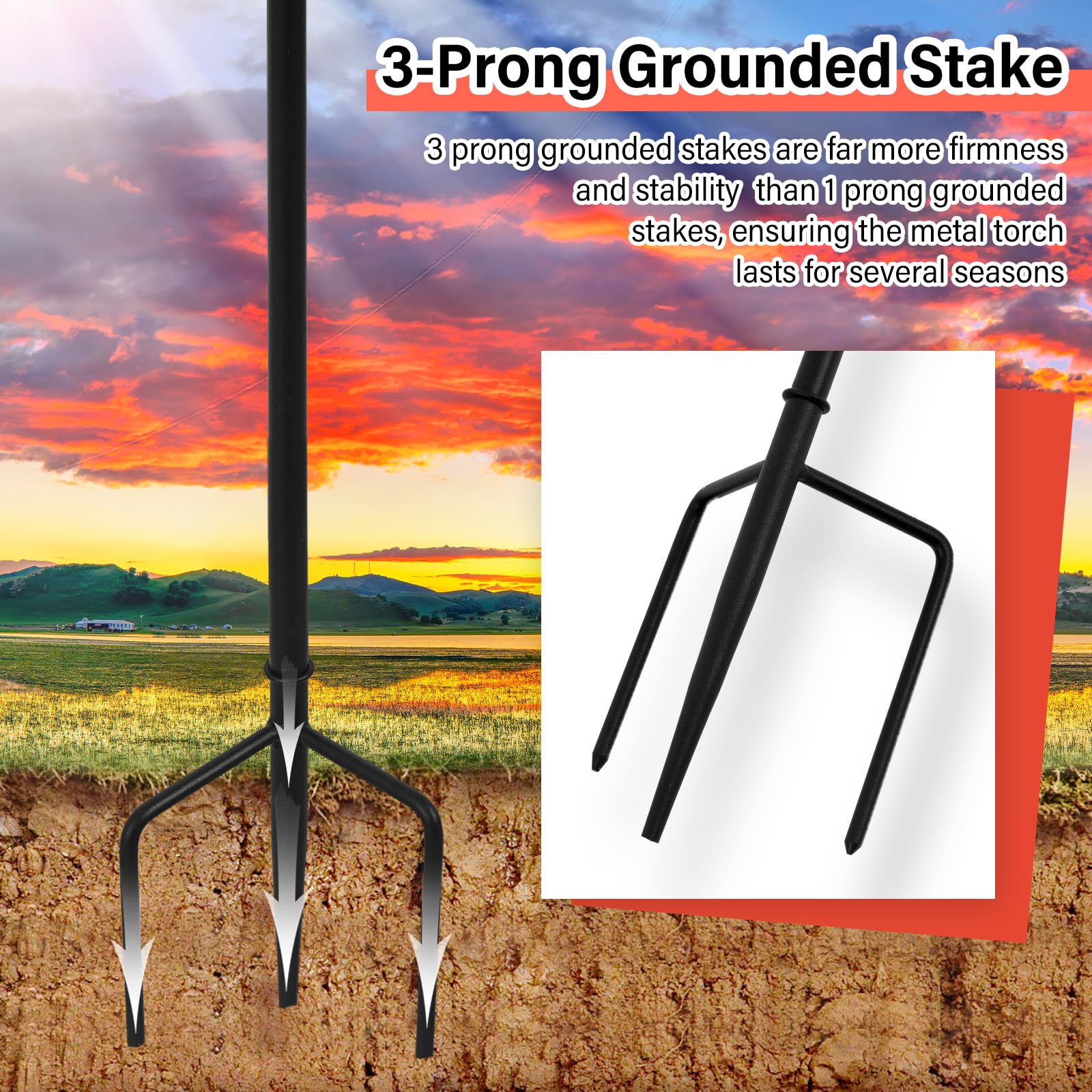 Zspeng 6 Pack Citronella Torches, 61-Inch Metal Garden Decor With 22Oz Capacity, Tabletop &