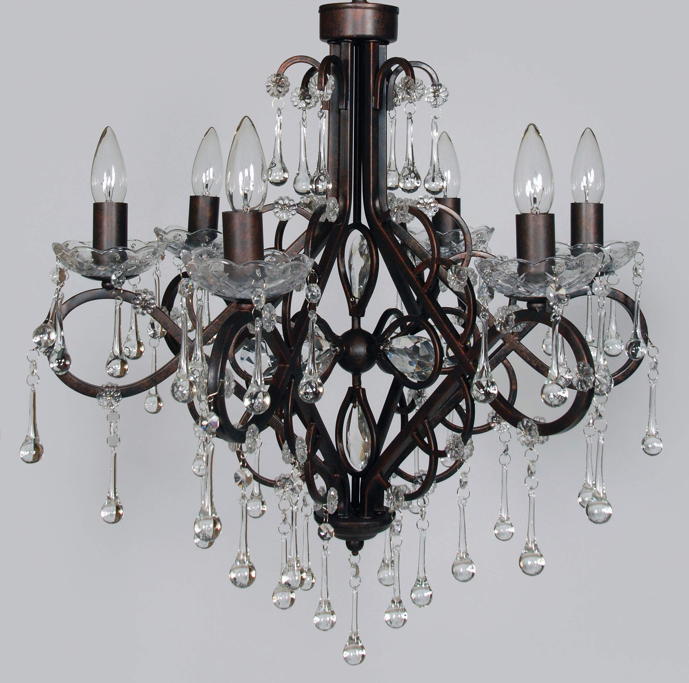 AFD Home 10729751 Sorleona Chandeliers, Black/Clear/Bronze Highlights