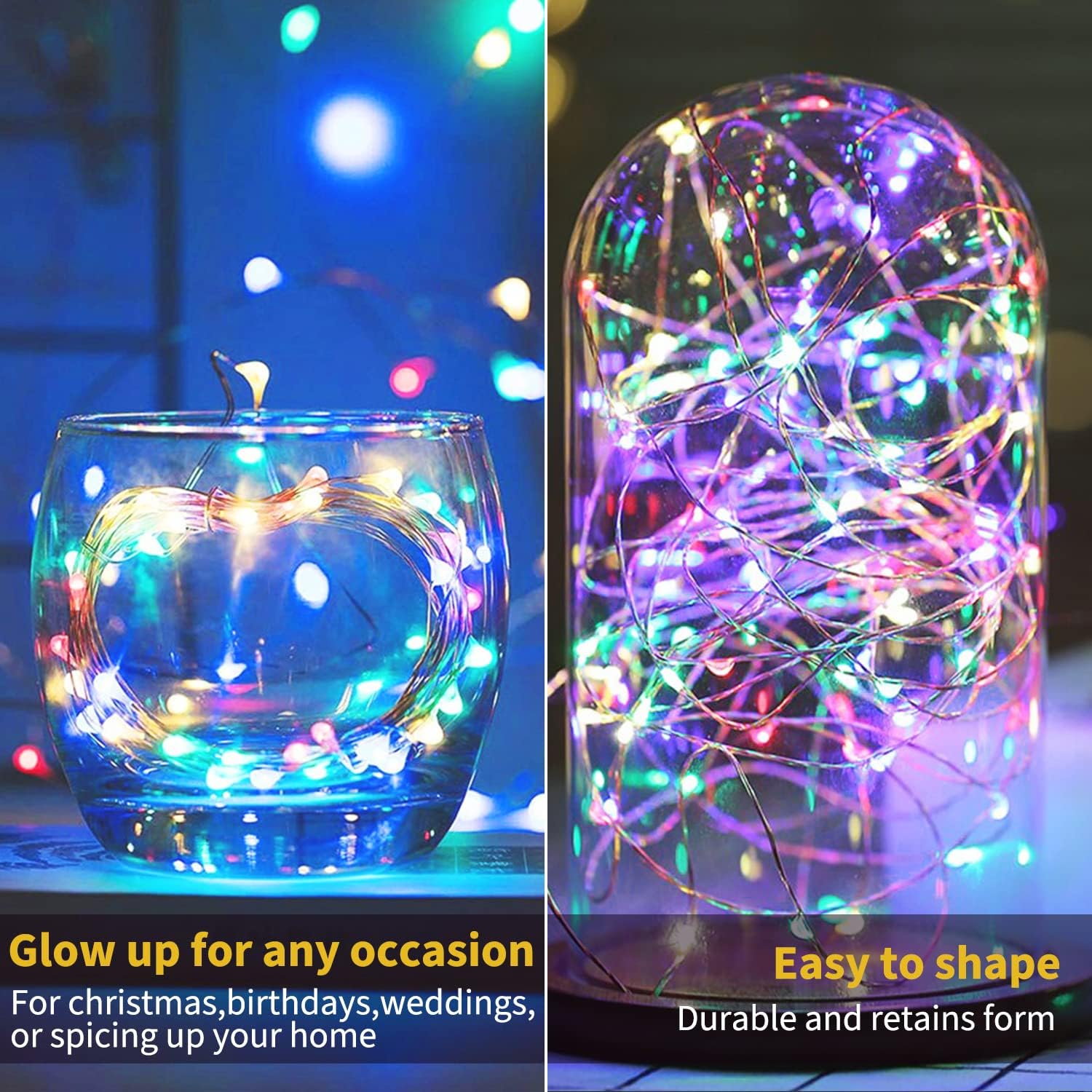 Brightown 12 Pack Multi-Color Fairy Lights Battery Operated String Lights - 7Ft 20 Led Waterproof Short Micro Firefly Lights For Christmas Decor, Diy Craft, Wedding Table Centerpieces, Flowers
