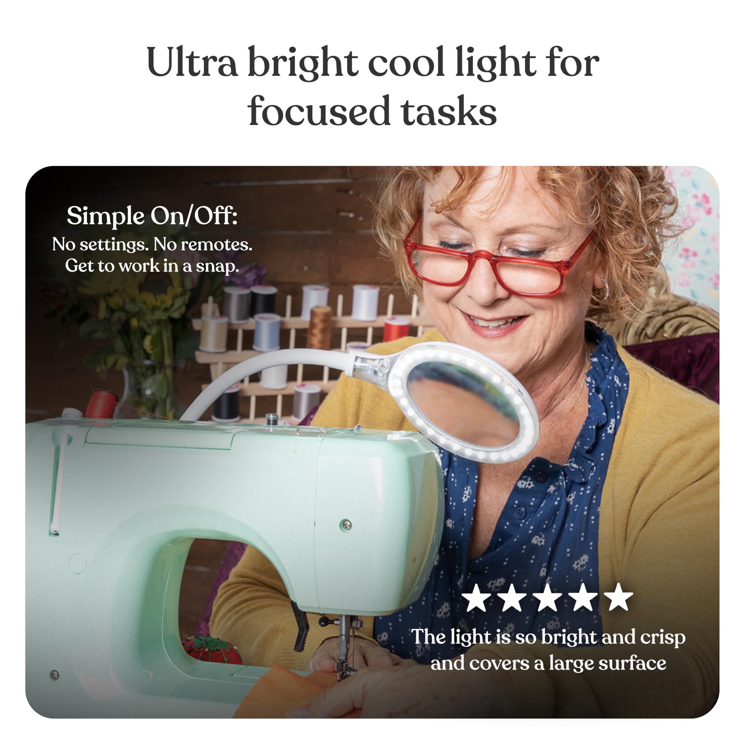 Brightech LightView Pro Flex 2-in-1 Magnifying Desk Lamp, 1.75x Magnifier, White, Model LTV2IN1-WH, Adjustable with Light for Crafts