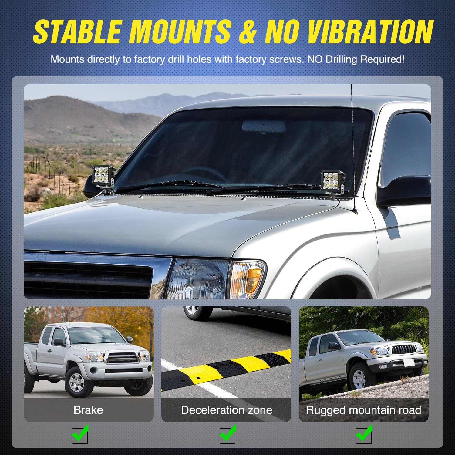 Nilight Ditch Light Brackets Hood Hinges Mount Bracket Kit For Auxiliary Offroad Led Pod Light Work Lights On Toyota Tacoma 1995 1996 1997 1998 1999 2000 2001 2002 2003 2004