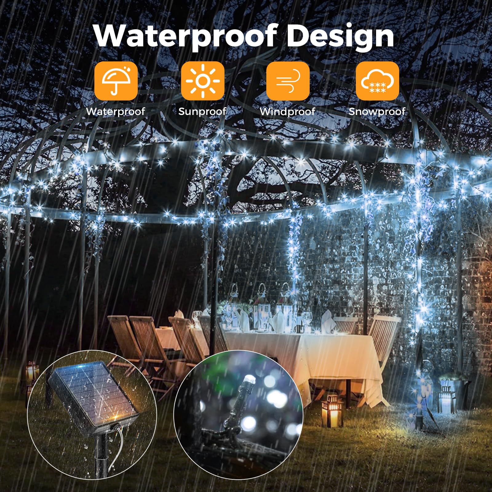 Btfarm 4 Pack Solar Christmas Lights Outdoor  Total 157Ft 480Led Solar String Lights Outside Waterproof  8 Modes Twinkle Tree Light Solar Powered For Xmas Garden Patio Party Wedding Decor  Cool White