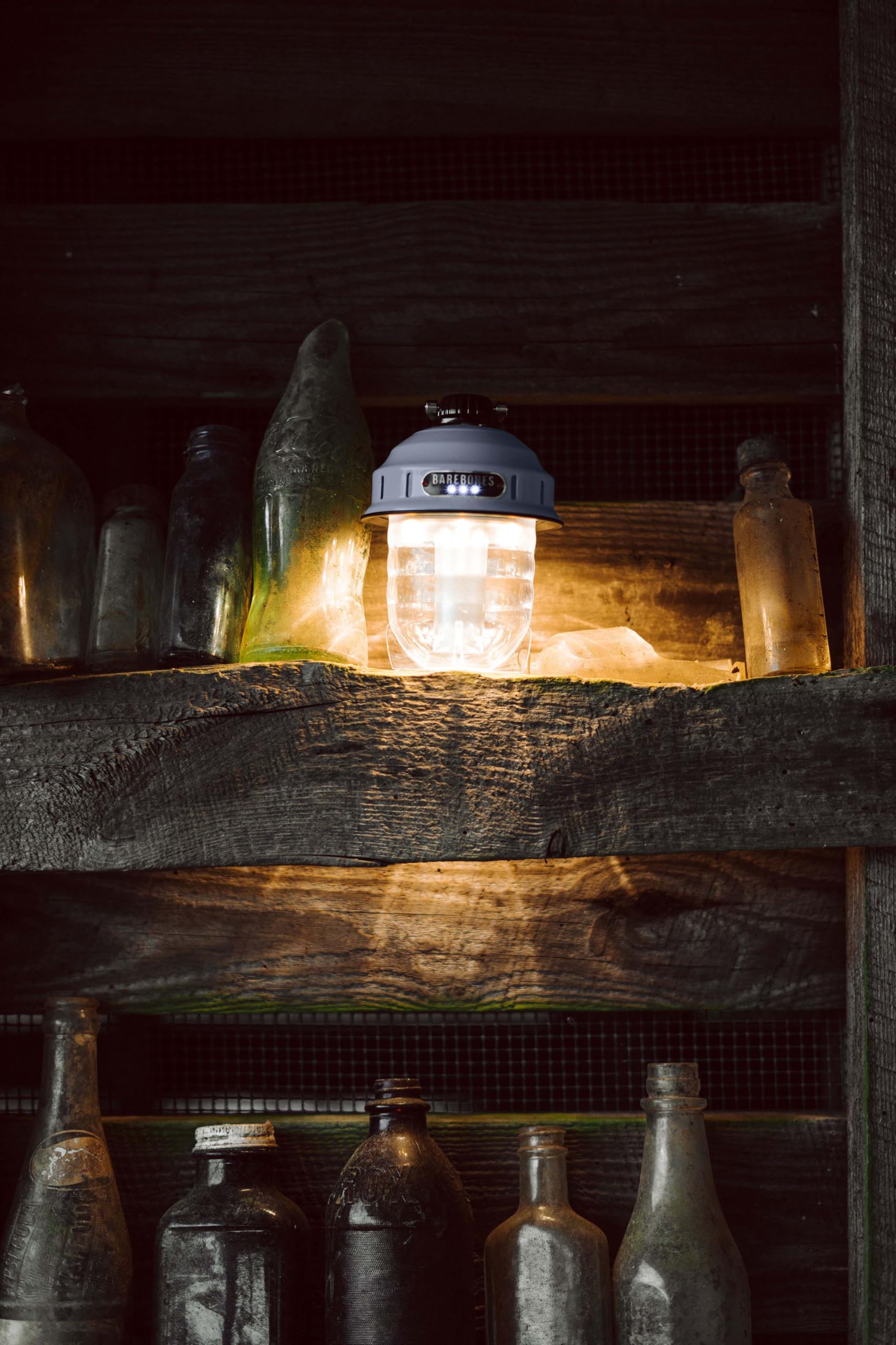 Barebones Beacon Hanging Light – Rechargeable LED Lantern, Slate Gray, Small, Model LIV-234, Weatherproof for Outdoor Use