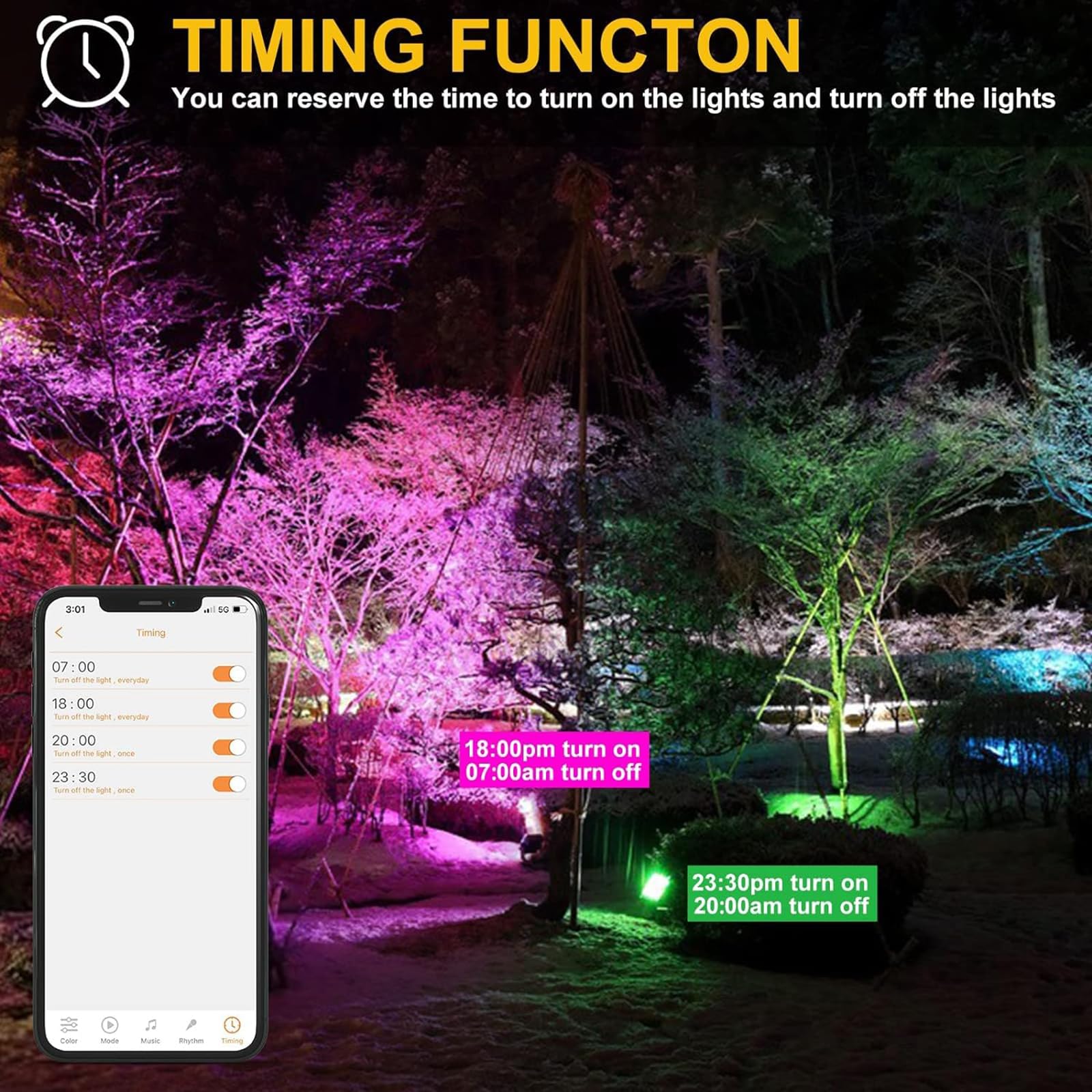 ChangM LED Flood Lights 500W Equivalent RGBW, Bluetooth Control, IP66 Waterproof, 2 Pack, 50W, 16 Million Colors, Model BLFL-LFBA