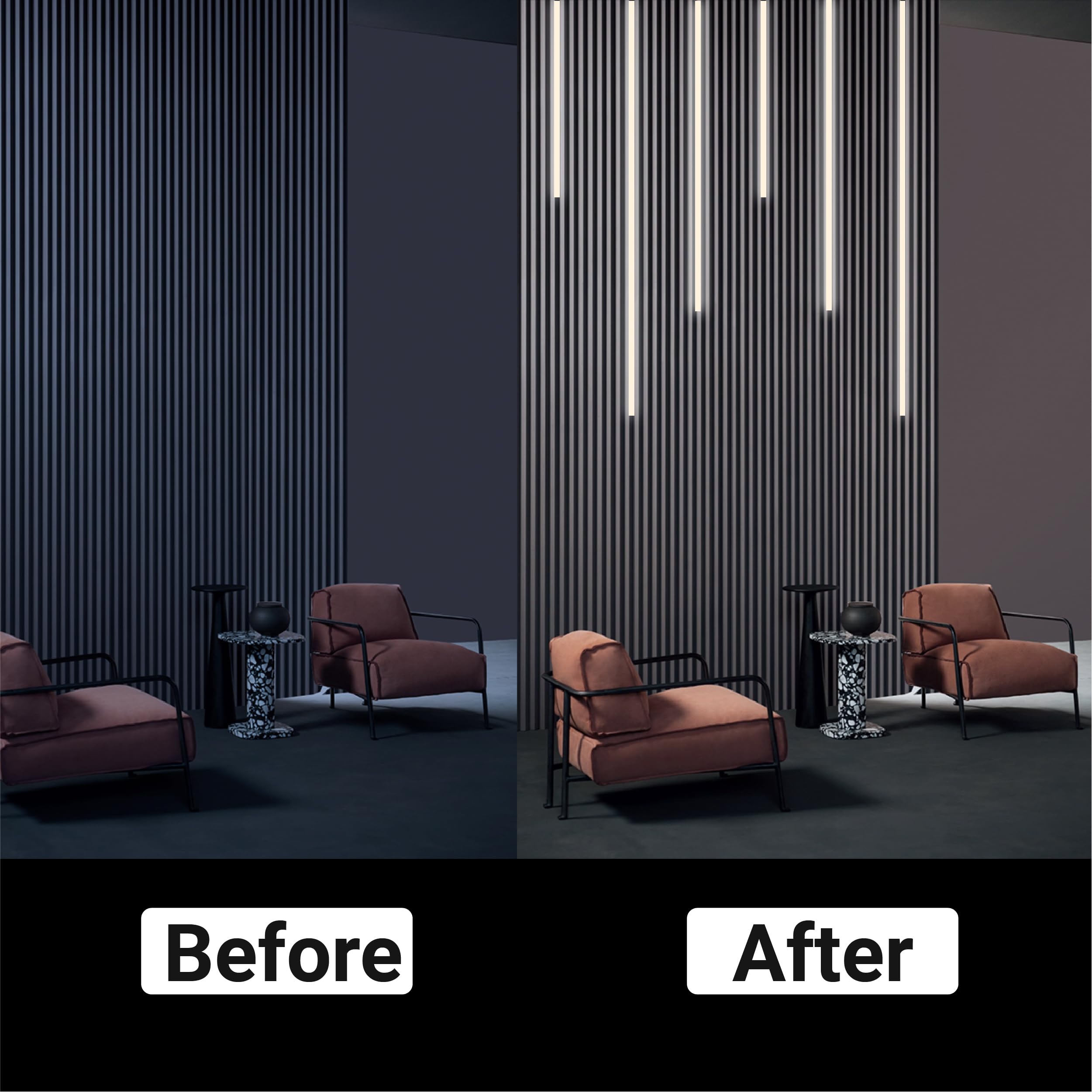 Hamrvl Black Led Recessed Lighting Kit - 6 Pcs Dc12V White Led Light With Smart Switch Adapter 3000K Self-Adhesive Wall Panel Lights For Wood Slat Wall Panels Headboards Stairs Under Cabinet Lighting