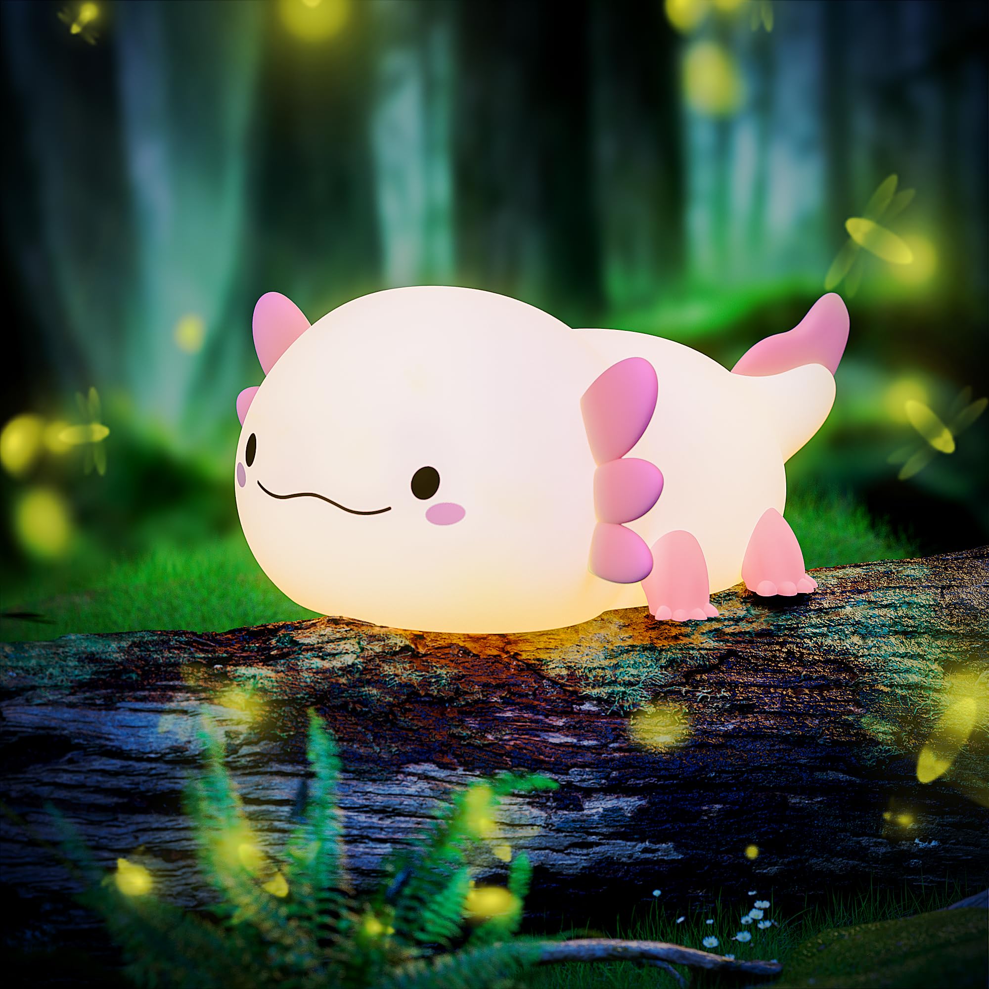Mumuq Axolotl Night Light, Led Cute Silicone Nursery Axolotl Nightlight For Kids, Rechargeable Axolotl Night Lamp Touch Lamp Bedside Lamp With 20 Minutes Timer For Breastfeeding, Funny Decor
