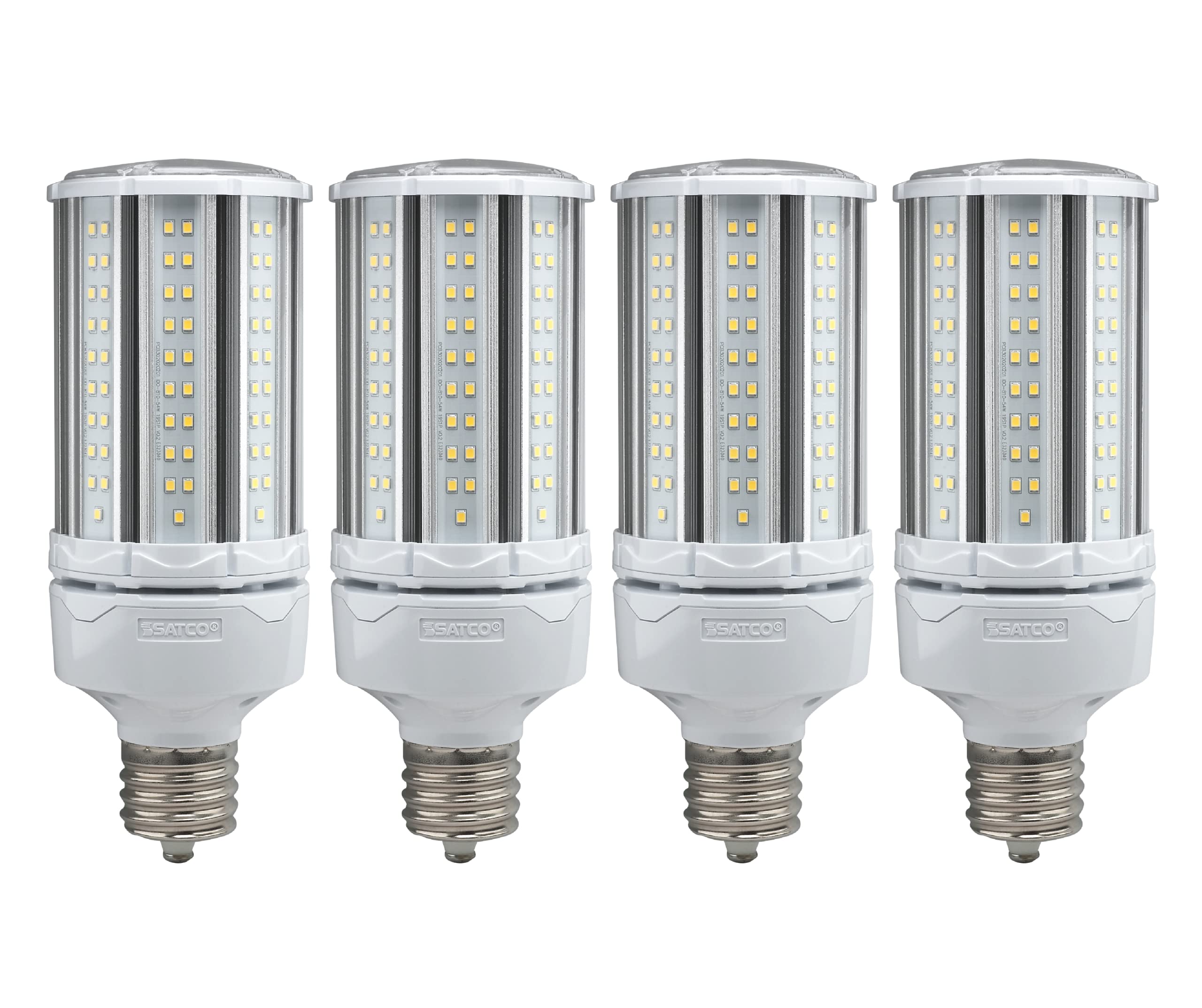 Satco S39394/04 Hi-Pro High Lumen Led Corncob Lamp, Hid-Replacement, 100-277V, 5000K, 54 Watts / Ex39 Base, (Pack Of 4)