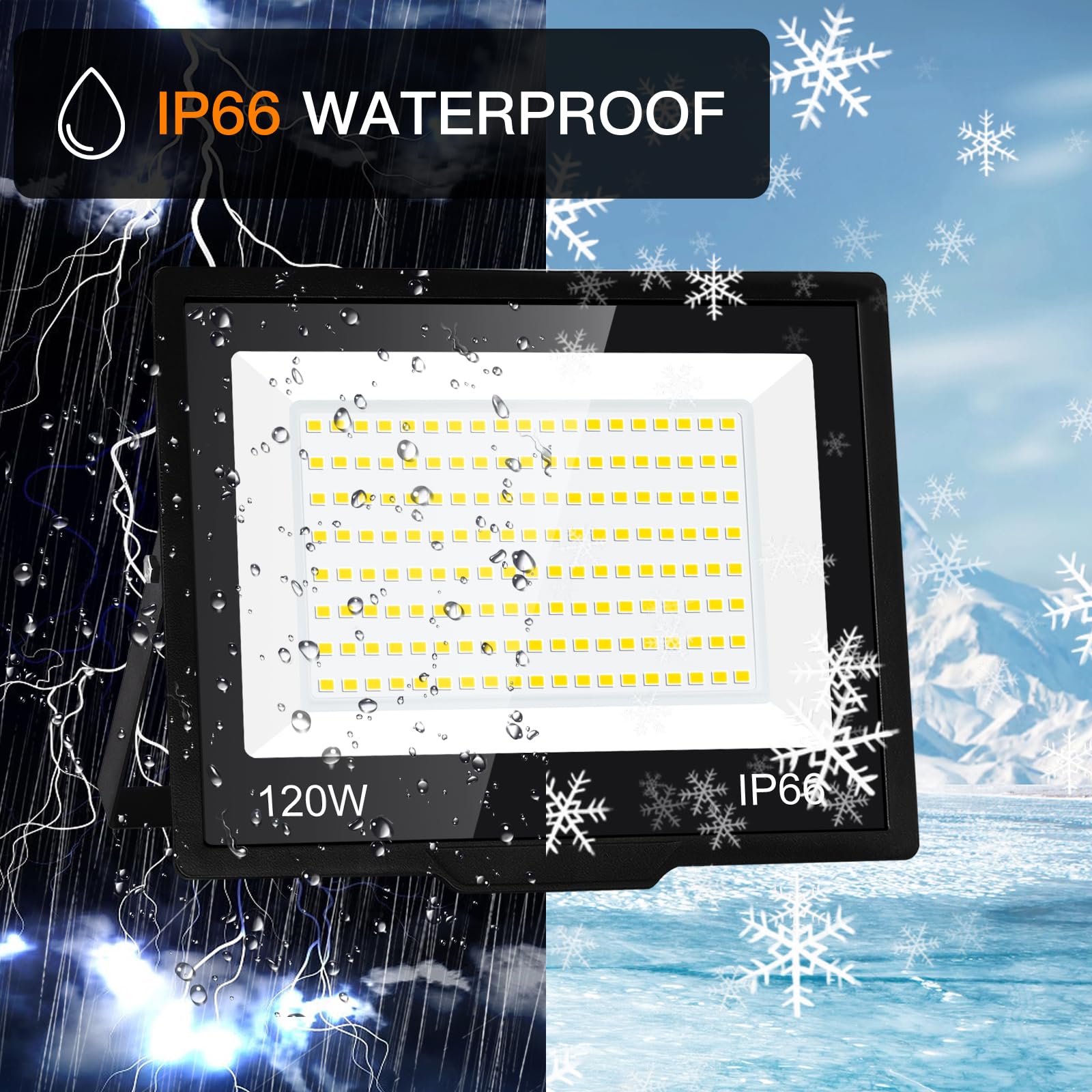 SHGPODA 120W LED Flood Light Outdoor, 14400LM, IP66 Waterproof, 2 Pack, Black - Perfect for Yard, Garden, Stadium, Playground