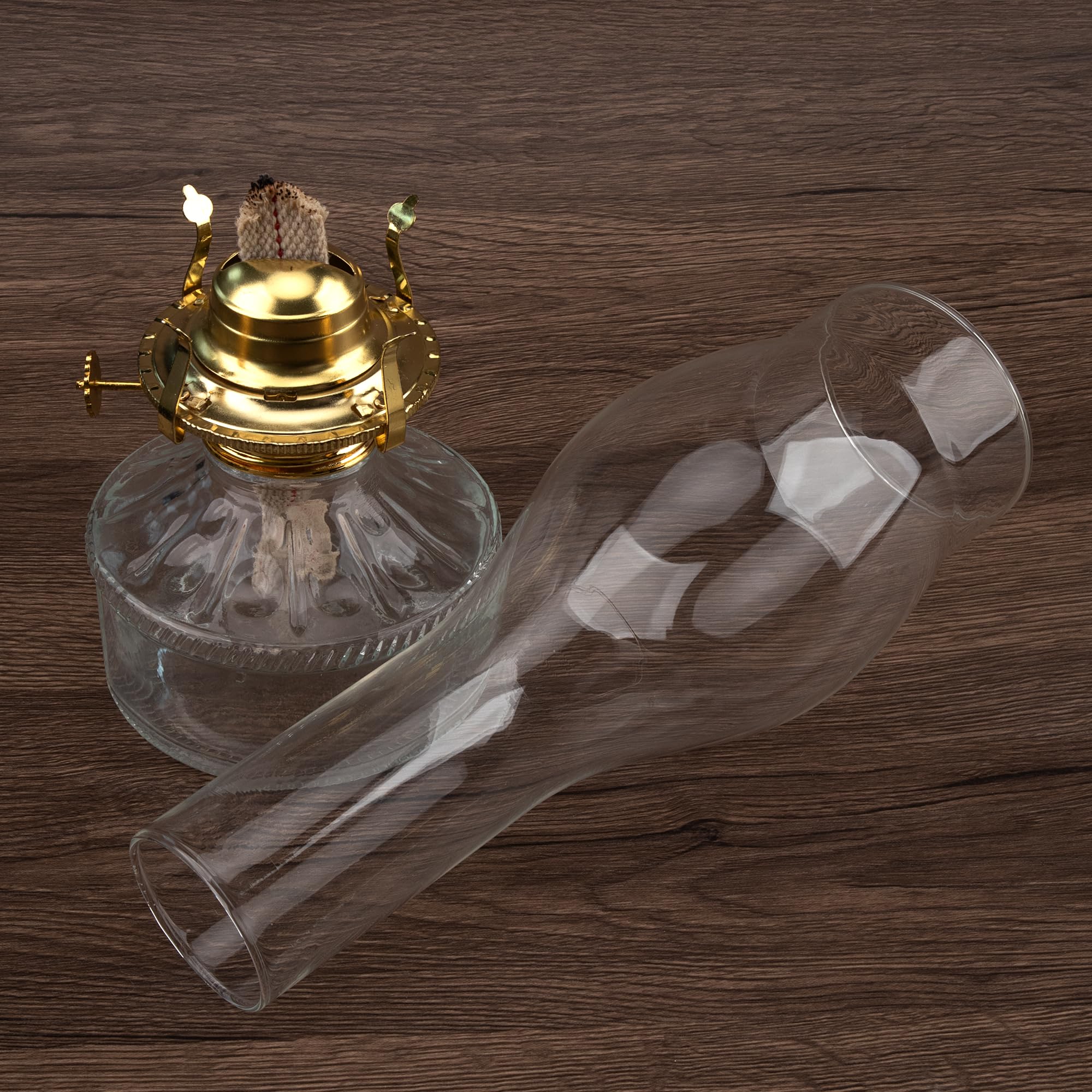 RAHATA Oil Lamp Chimney Replacement - Clear Glass, 3 Inch Base, Long Chimney Style, Model M-LAMPSHADE