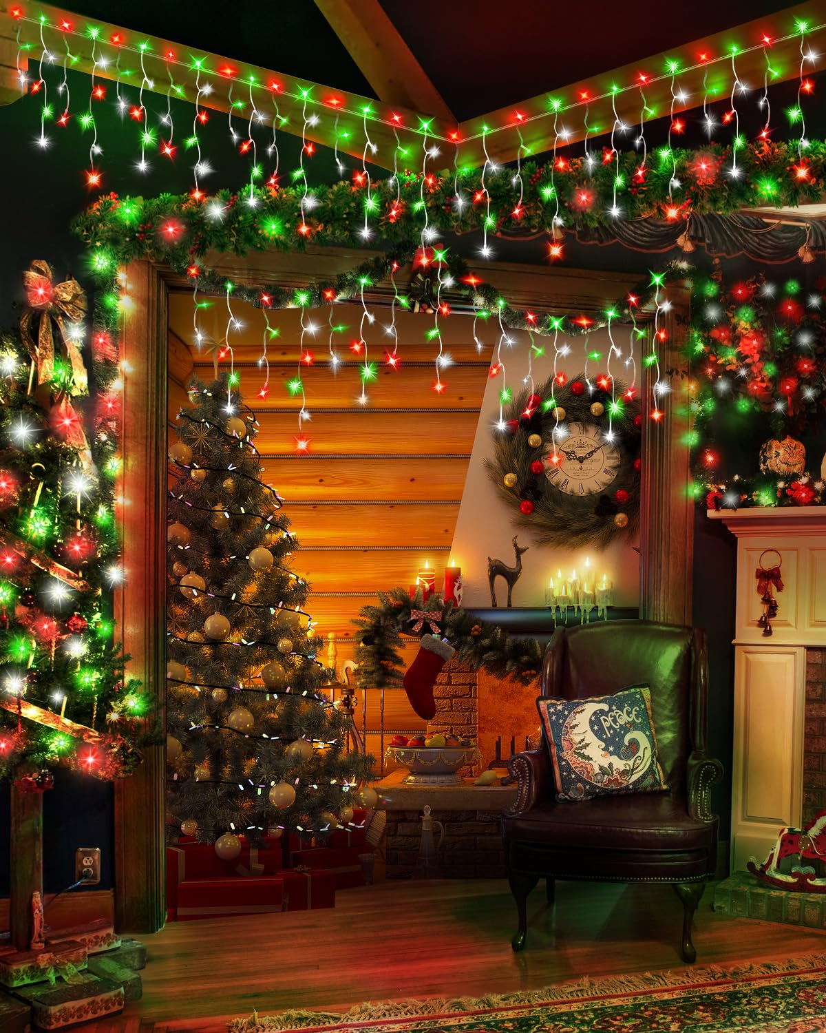 Christmas Lights Outdoor, 53 Ft 486 Led Christmas Lights For Outside, Timer & Memory, Plug In 8 Modes Hanging Fairy Light With 1