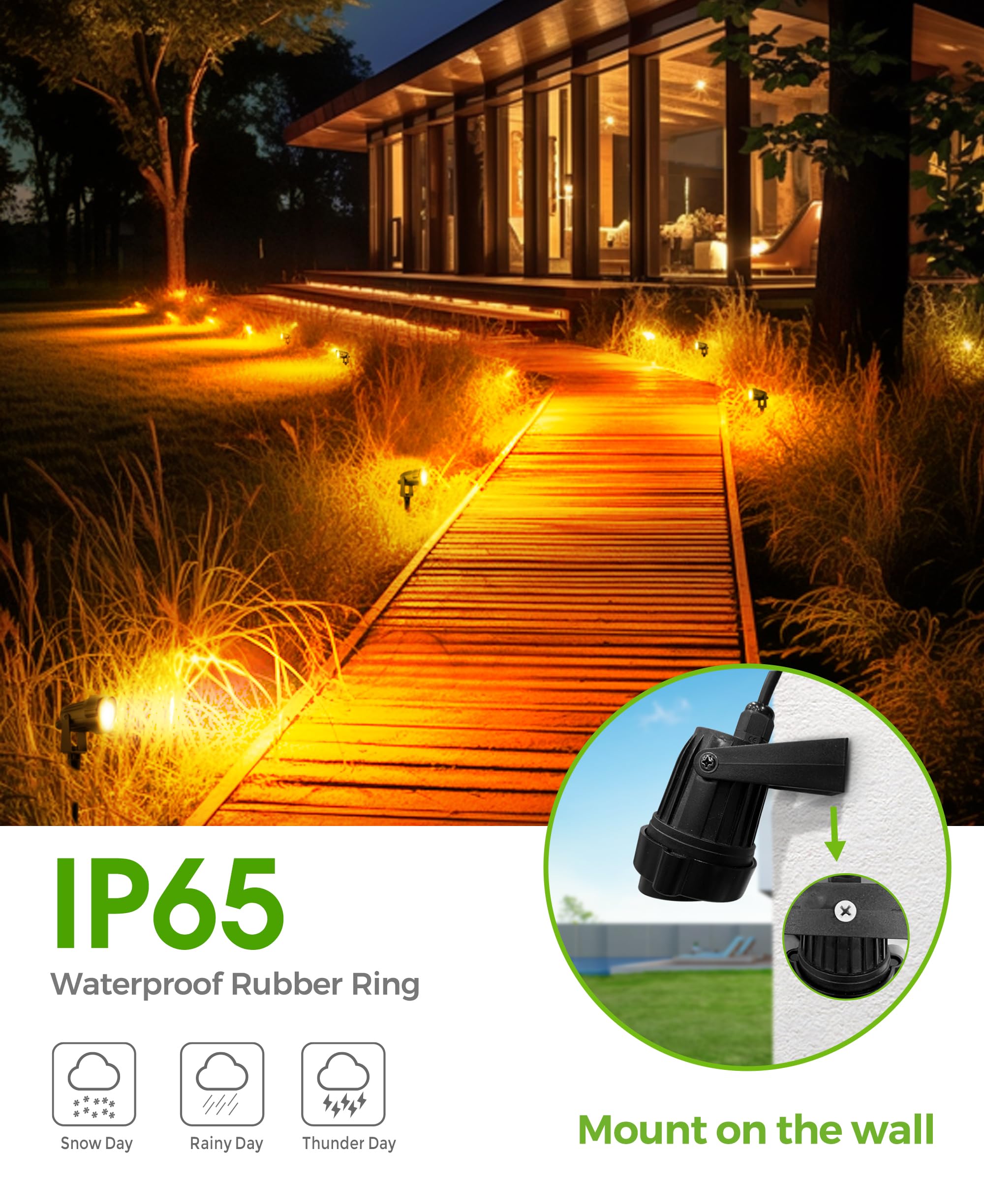 Lohas Halloween Spotlight Outdoor, Orange Led Spot Lights For Yard, Auto On/Off 5W 120V Landscape Lighting For House, Holiday, T