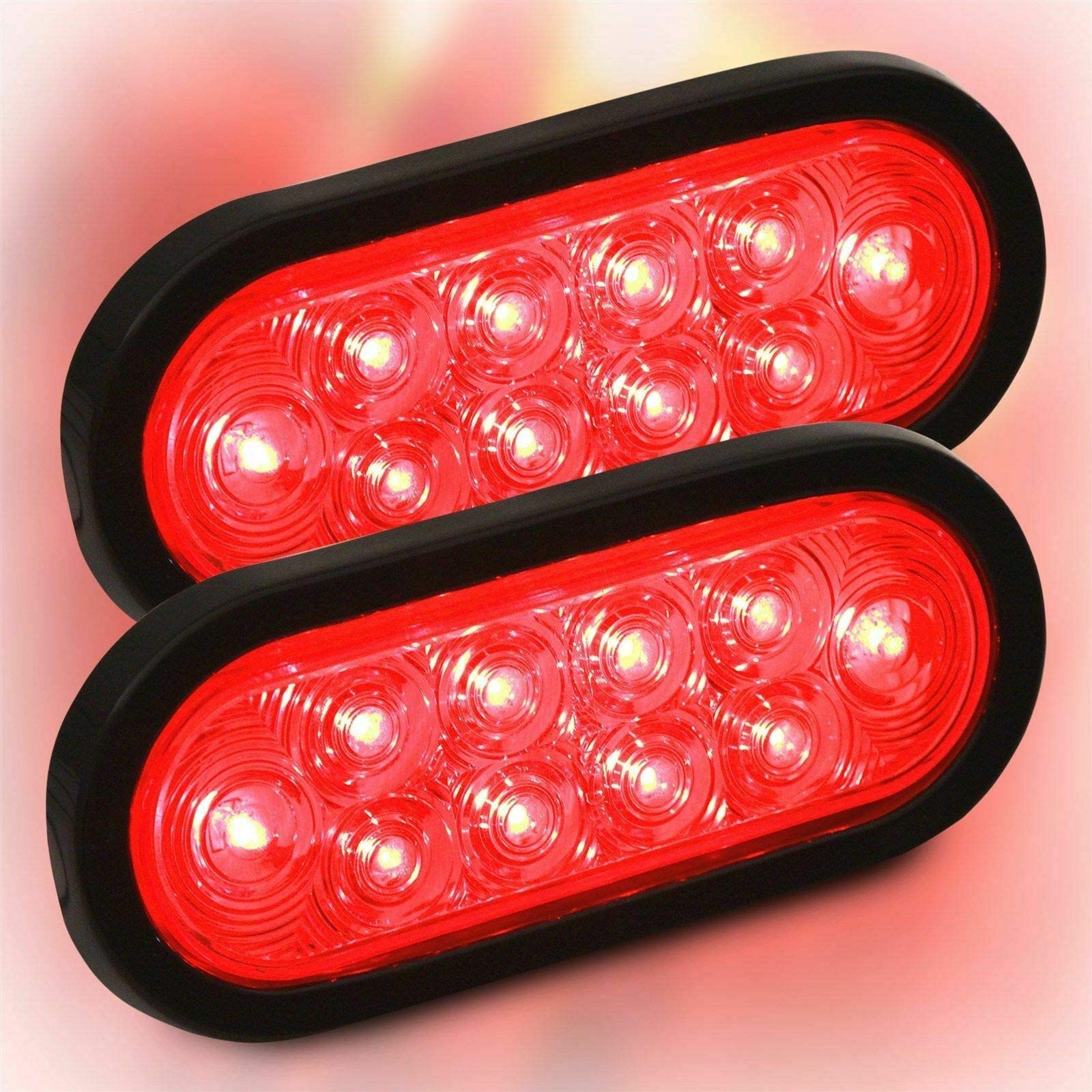 PPI Red 6" Oval LED Trailer Light - Waterproof Stop/Turn/Tail Light with 3-pin Plug, Model CECOMINOD076167