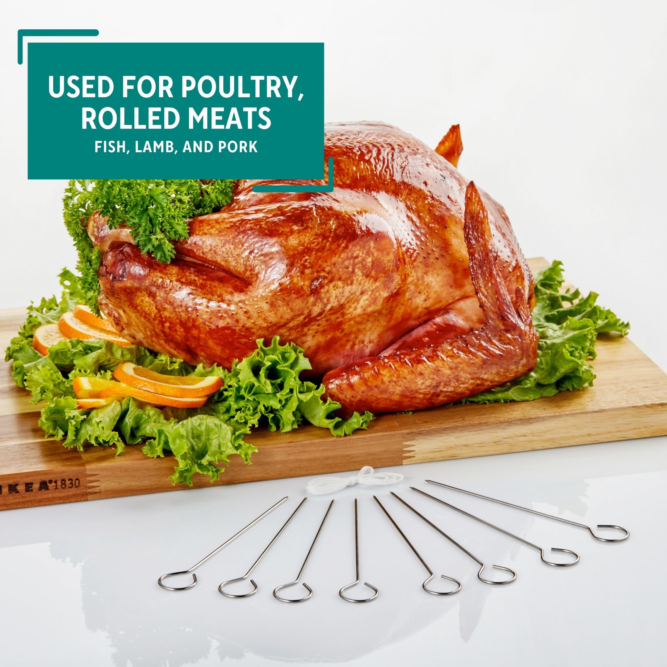 Mirro Stainless Steel Turkey Lacers, 8 Piece, Silver