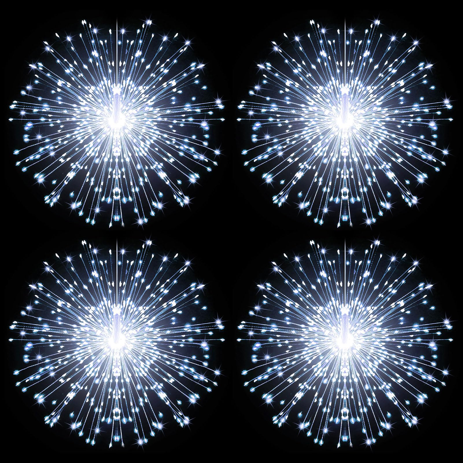 LetsFunny Fairy String Lights, 225 LED, 8 Modes, Dimmable, 4 Pack, Cool White, Copper, Model LH-BOM-YHD225