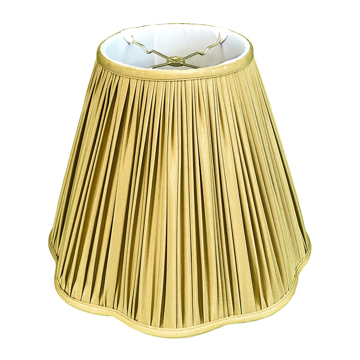 Royal Designs &quot;Bottom Scallop Gather Pleat Basic Lamp Shade, Antique Gold, 7&quot;&quot; x 14&quot;&quot; x 11.5&quot;&quot;&quot; (BS-754-14AGL)