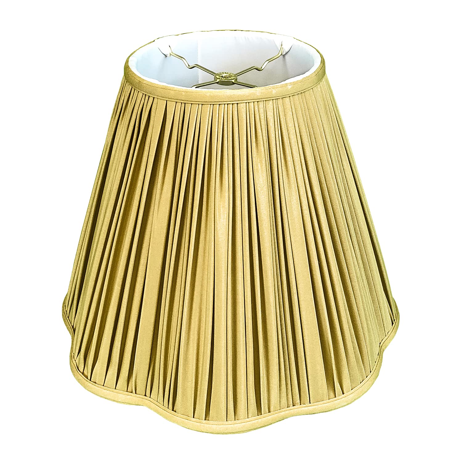 Royal Designs Bottom Scallop Gather Pleat Basic Lamp Shade, Antique Gold, 8&quot; x 16&quot; x 13&quot;
