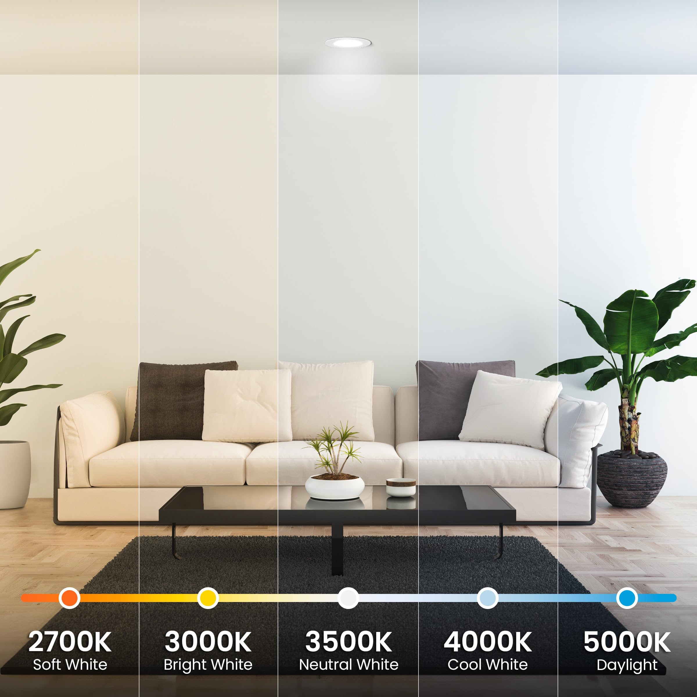 Feit Electric 5-6&quot; Led Recessed Downlight With Night Light Mode, 75W Equivalent, Dimmable, 5Cct Selectable White, 90 Cri, 1000 Lumens, 45 Year Lifetime, Ledr56/Nl/5Cctca/Rp