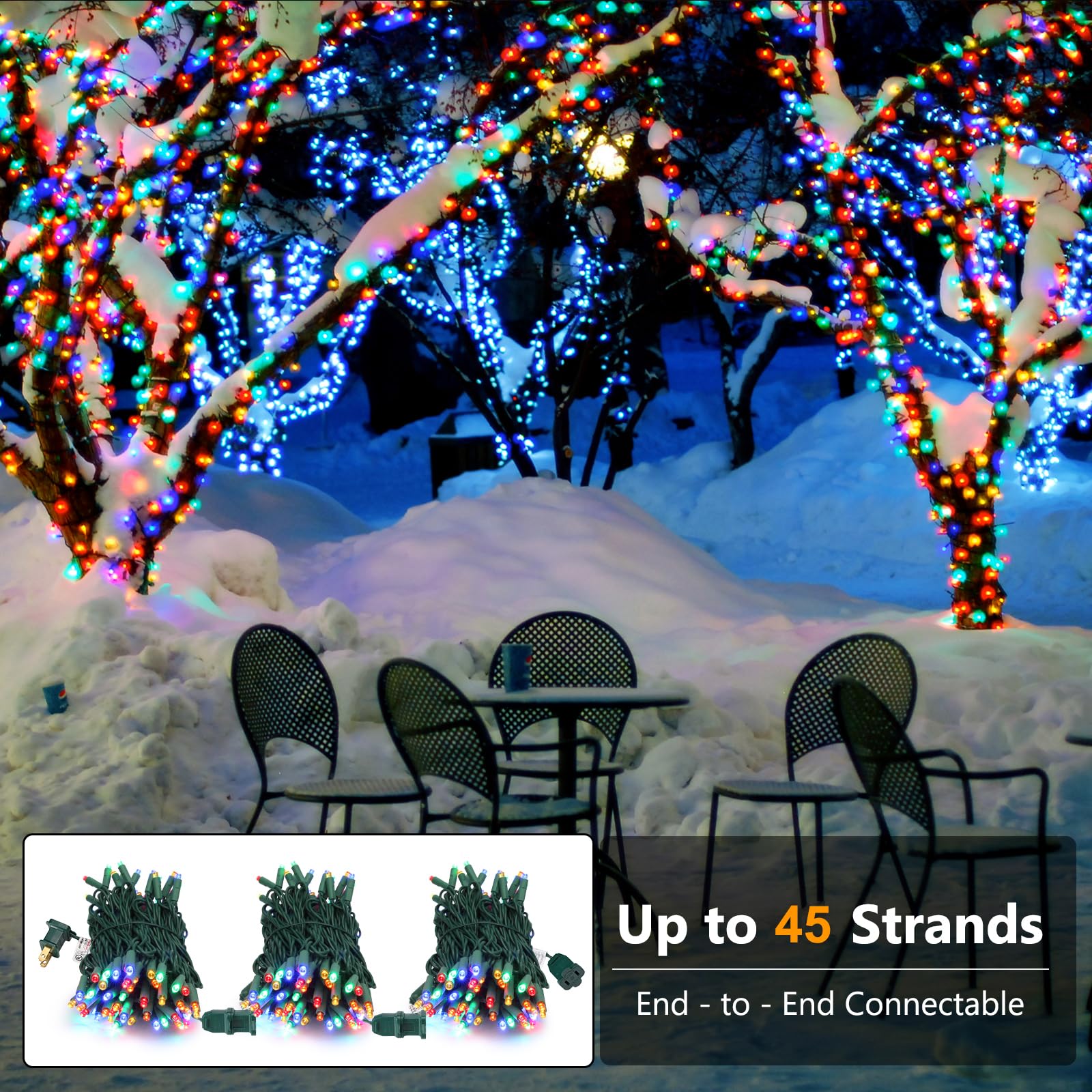 Brizled Multi Color Christmas Lights, 33ft, 100 LED, 5mm Wide Angle, UL Certified, Indoor Outdoor Decor