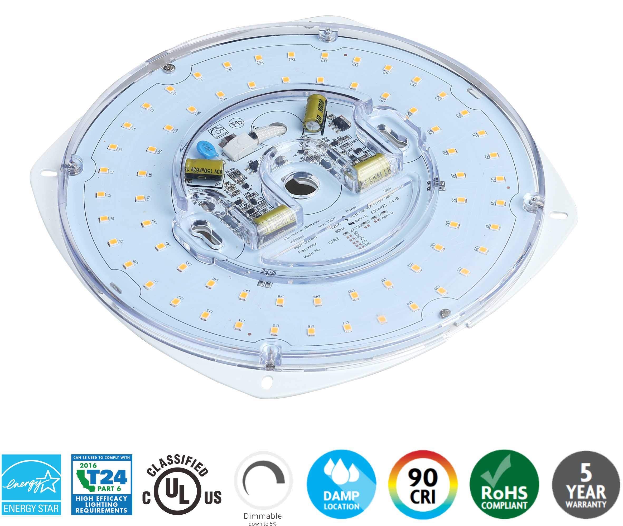 Silverlite Dimmable Led Light Engine, 7 Pcb, 28W, 3000K, Cri90, Retrofit Kit For Ceiling Lights, Model 43219-79471
