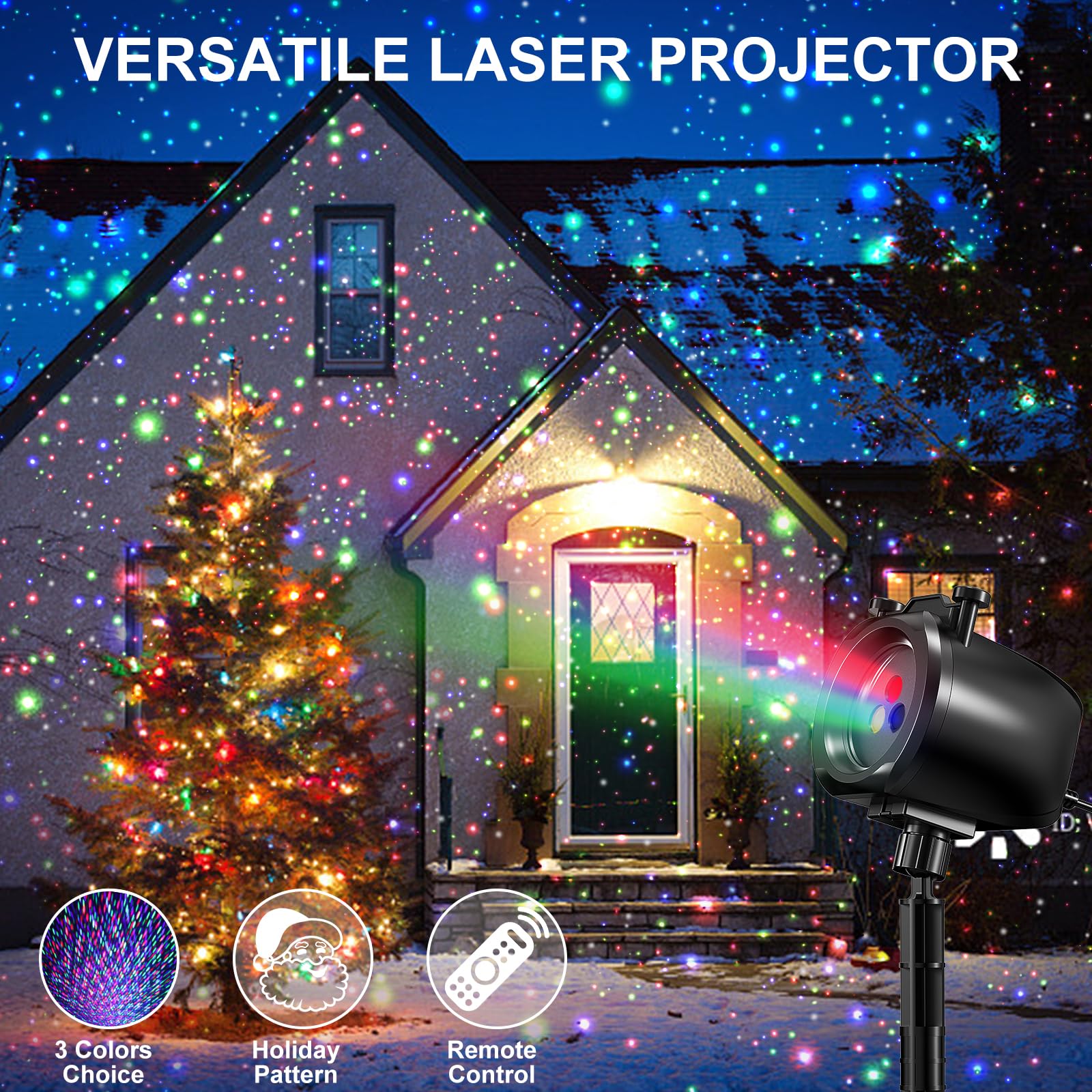 Christmas Laser Projector Light Outdoor  Rgb 3 Colors Laser Lights With 24 Patterns  Ip65 Waterproof Star Projector Firefly Moving Lights Show Decor For Garden Yard Christmas Halloween Holiday Party