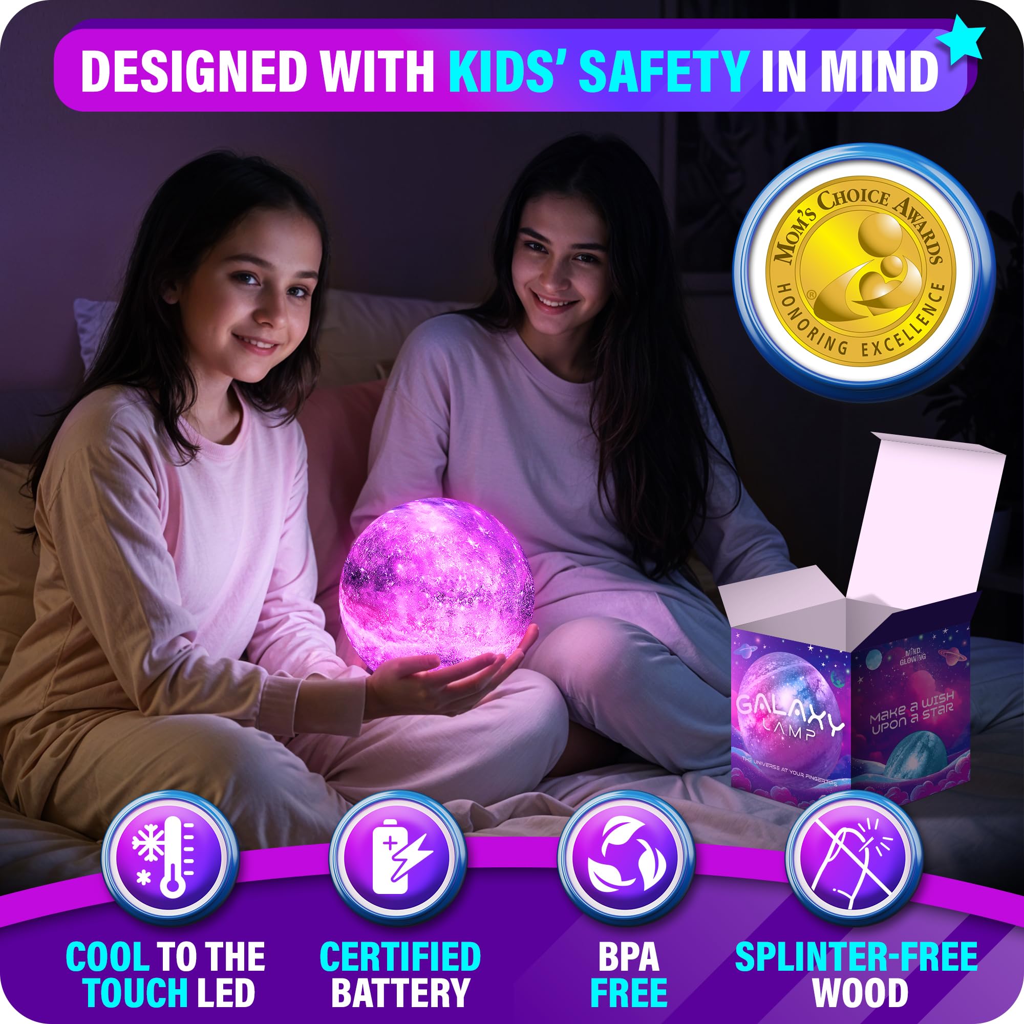 Mind-glowing 3D Galaxy Moon Lamp - 16 Colors, Touch/Remote Control, 7.1 inch, Plastic, Model GL - 003, Night Light for Kids Bedrooms