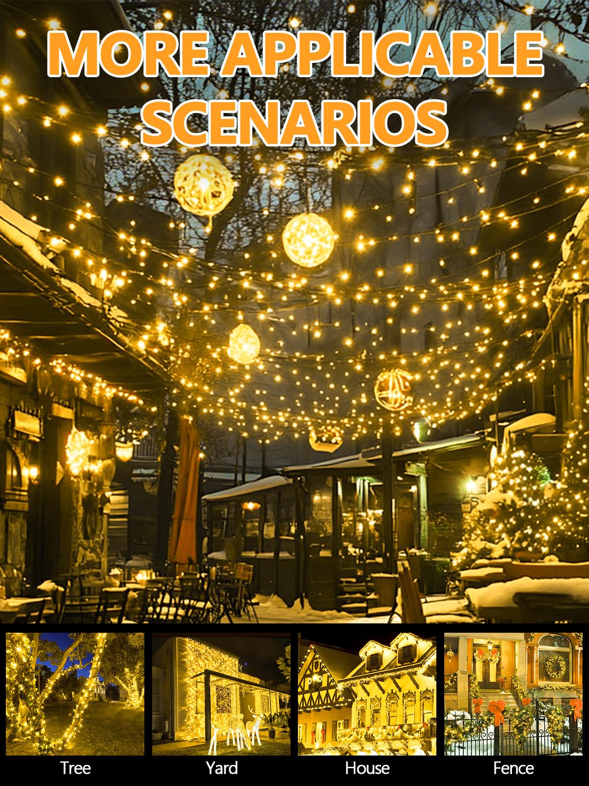 YIQU Solar Christmas Lights 600 LED 198 FT Warm White Waterproof String Lights 6 Pack Model SSLGW