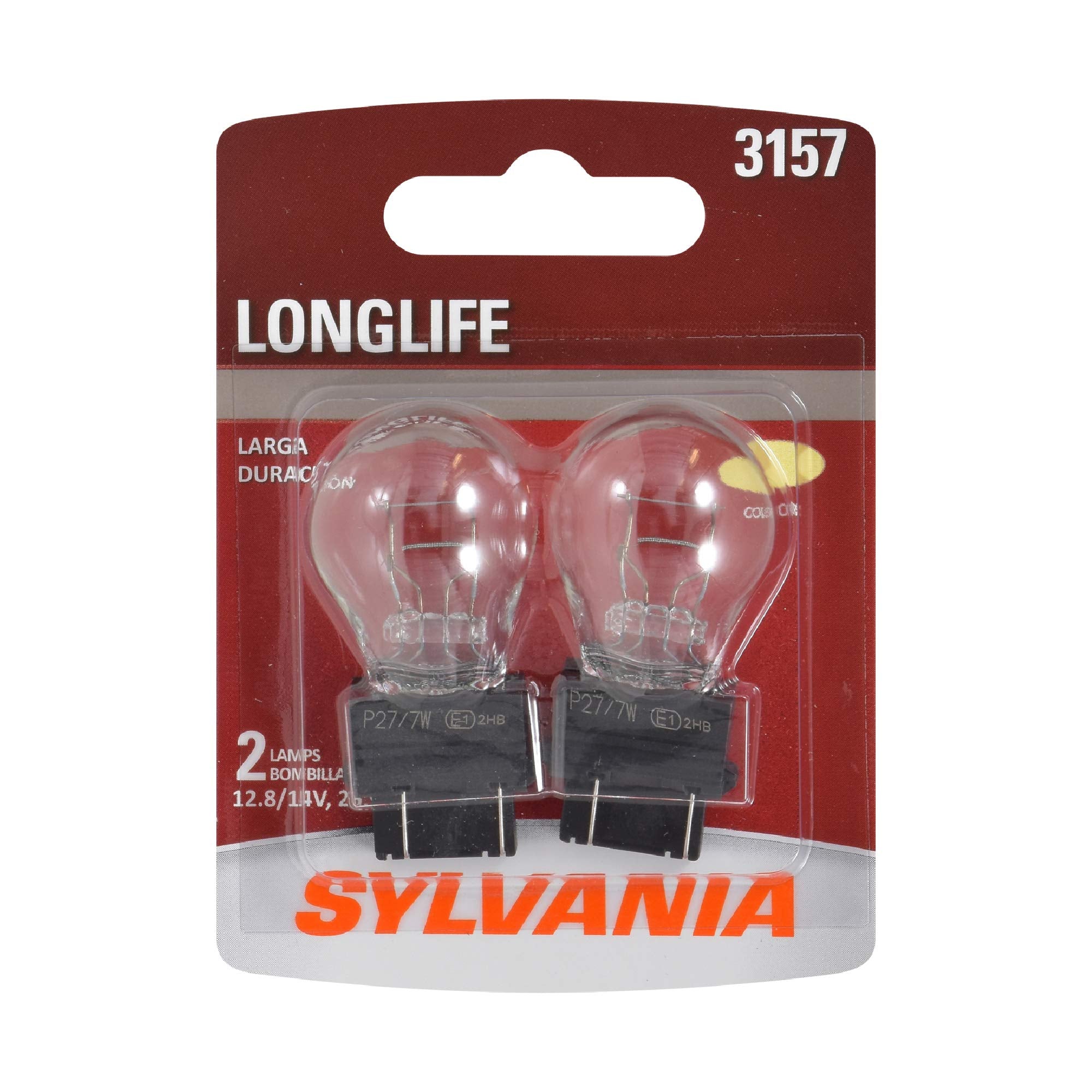 SYLVANIA 3157 Long Life Miniature Bulbs - 2 Count, Model 3157LL.BP2