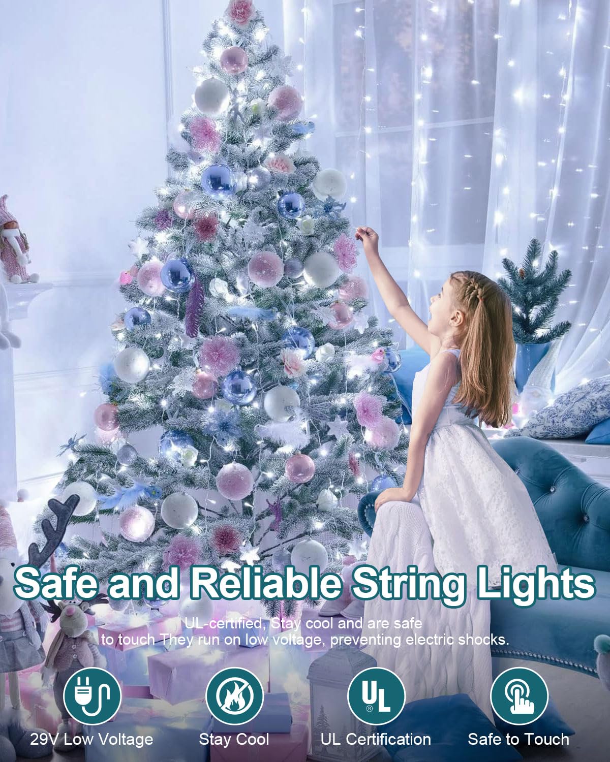 250Ft 760 Led Christmas Lights, 2Packs Plug In Christmas String Lights Waterproof, Timer & Memory, 8 Modes Twinkle Light For Out