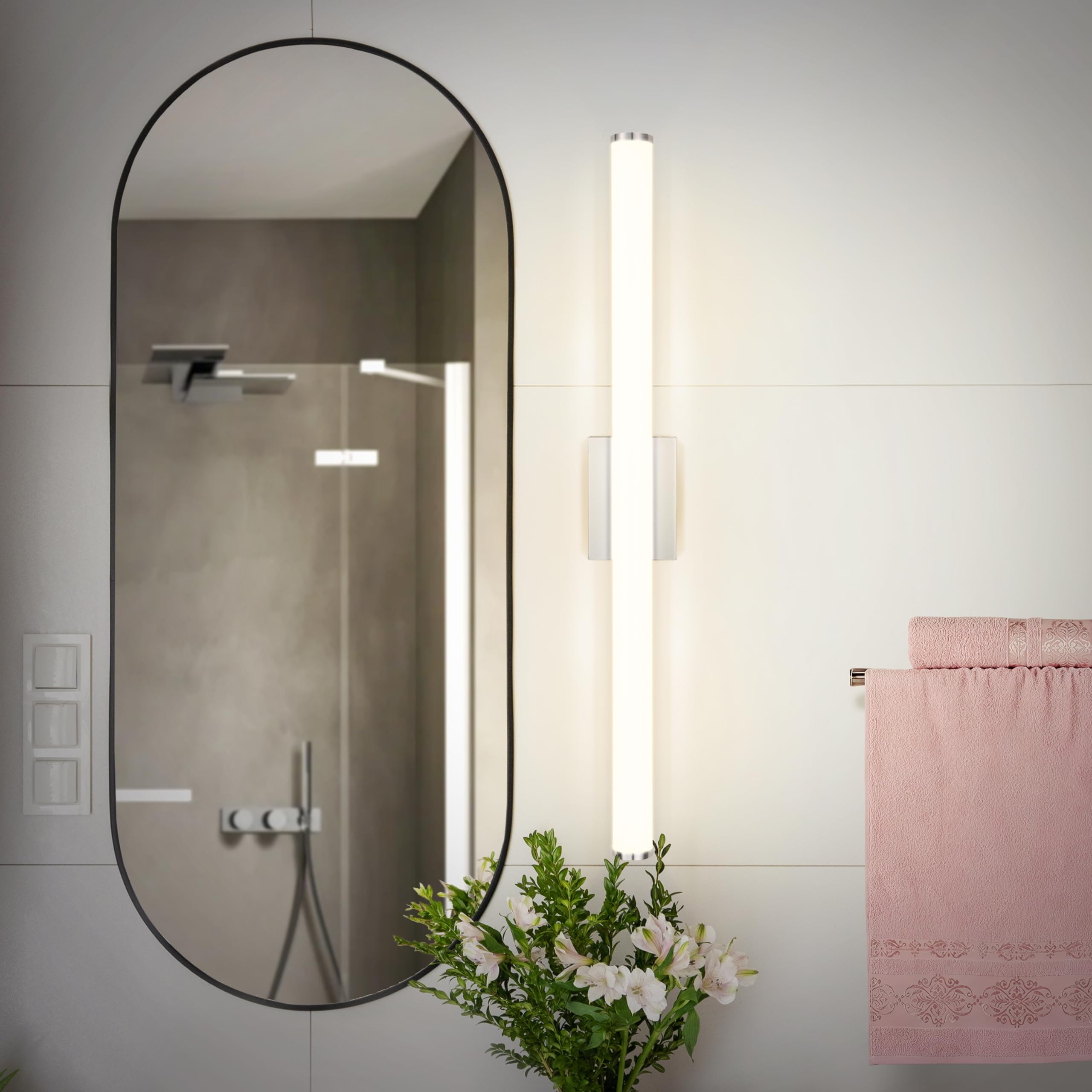 ASD LED Wall Mount Vanity Lighting Fixture 30W 2100LM 3000K-5000K 36 Inch Brushed Nickel Model A-LVF23-36D30CCNK