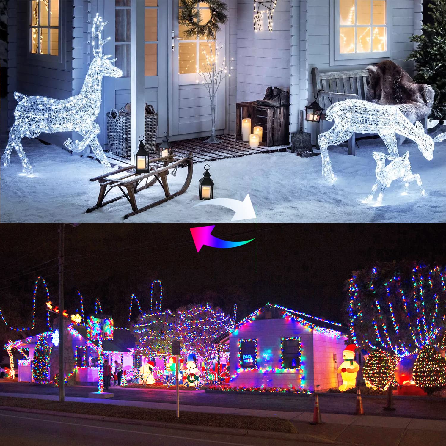 Jmexsuss 2 Pack Color Changing Fairy Lights Battery Operated, 33Ft 100 Led Color Changing Christmas Lights With Remote, 8 Modes Twinkle String Lights For Bedroom Party Decor, Cool White & Multicolor