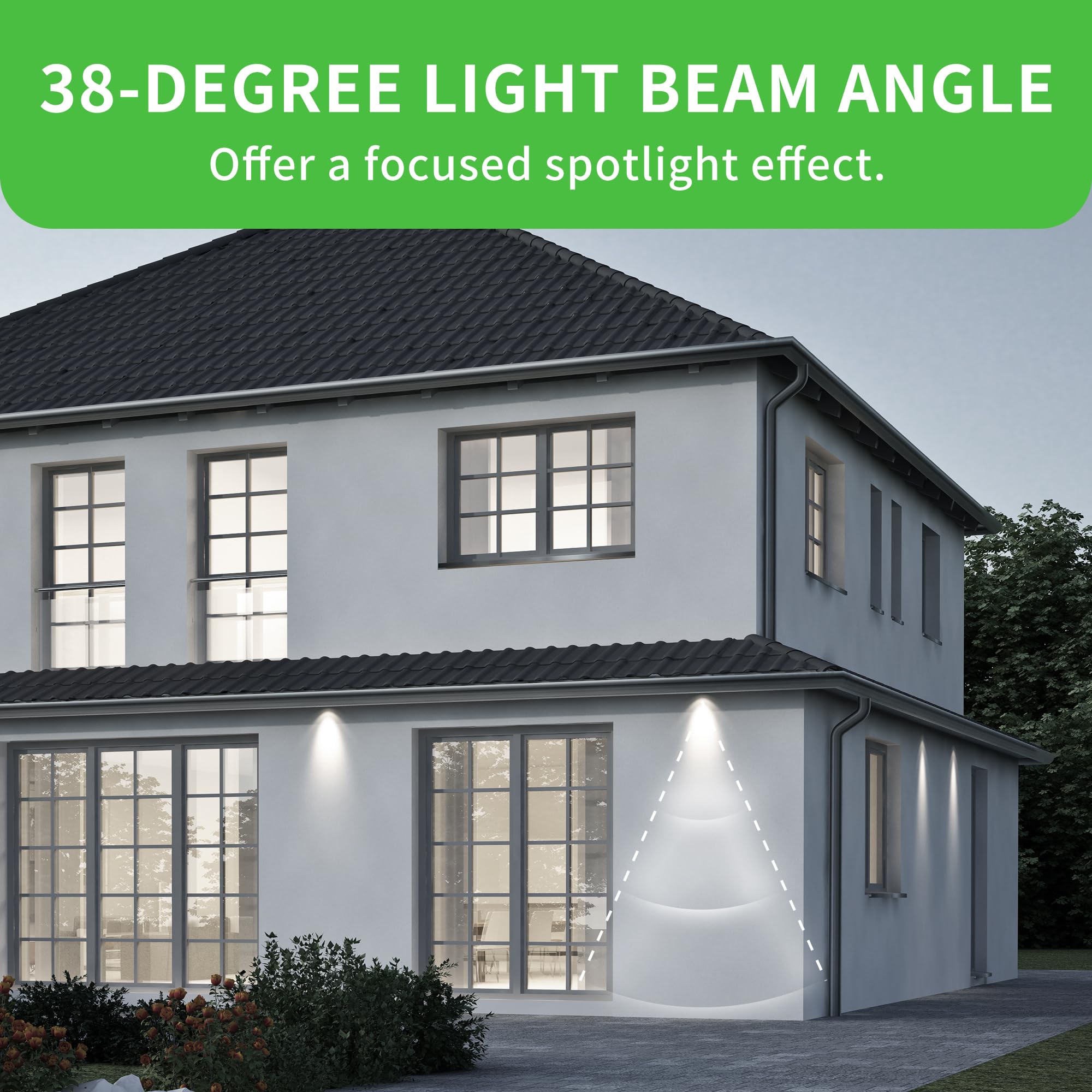Qualilux Dusk to Dawn PAR38 LED Light Bulbs, 17W, 150W Equivalent, Auto On/Off, Daylight 5000K, E26, 2-Pack